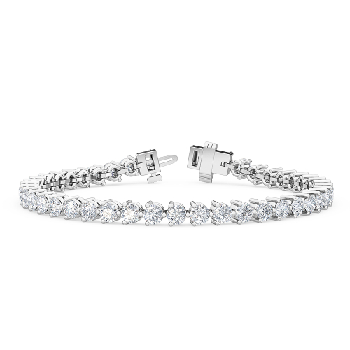 Seraphina, Round Tennis Bracelet in White Gold, round, plain background