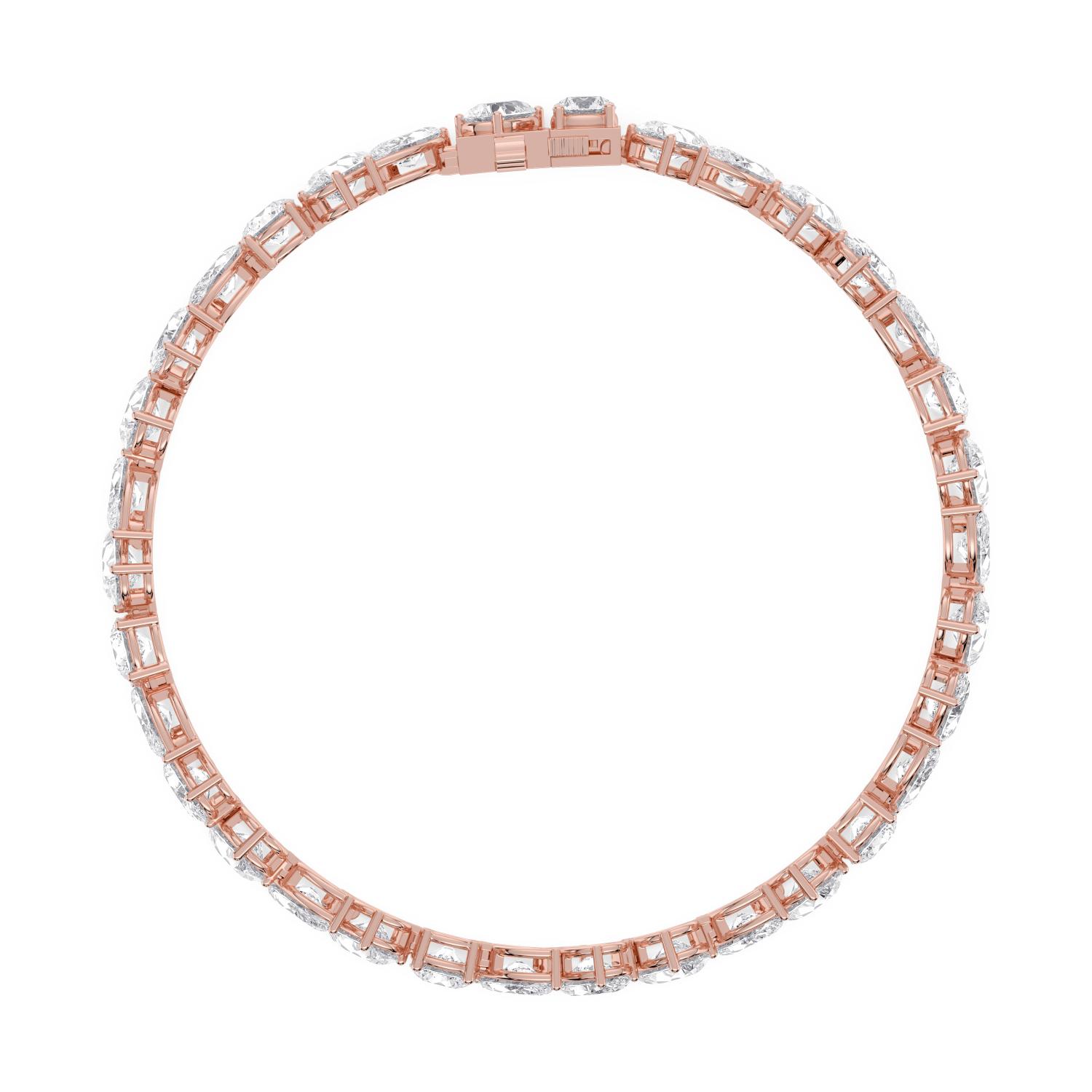 Ottilie, Mixed Cut Slanted Tennis Bracelet in Rose Gold, mixed, plain background, alternate view