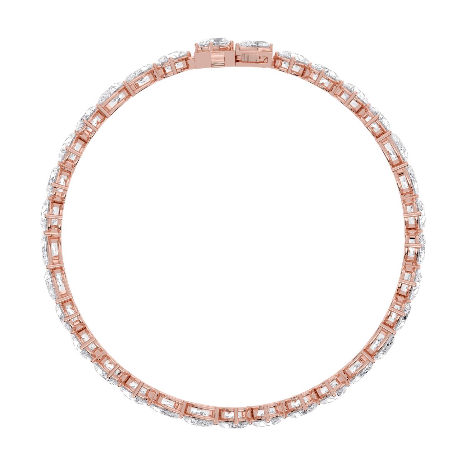 Isadora, Marquise, Pear and Oval Slanted Tennis Bracelet in Rose Gold, mixed, plain background, alternate view