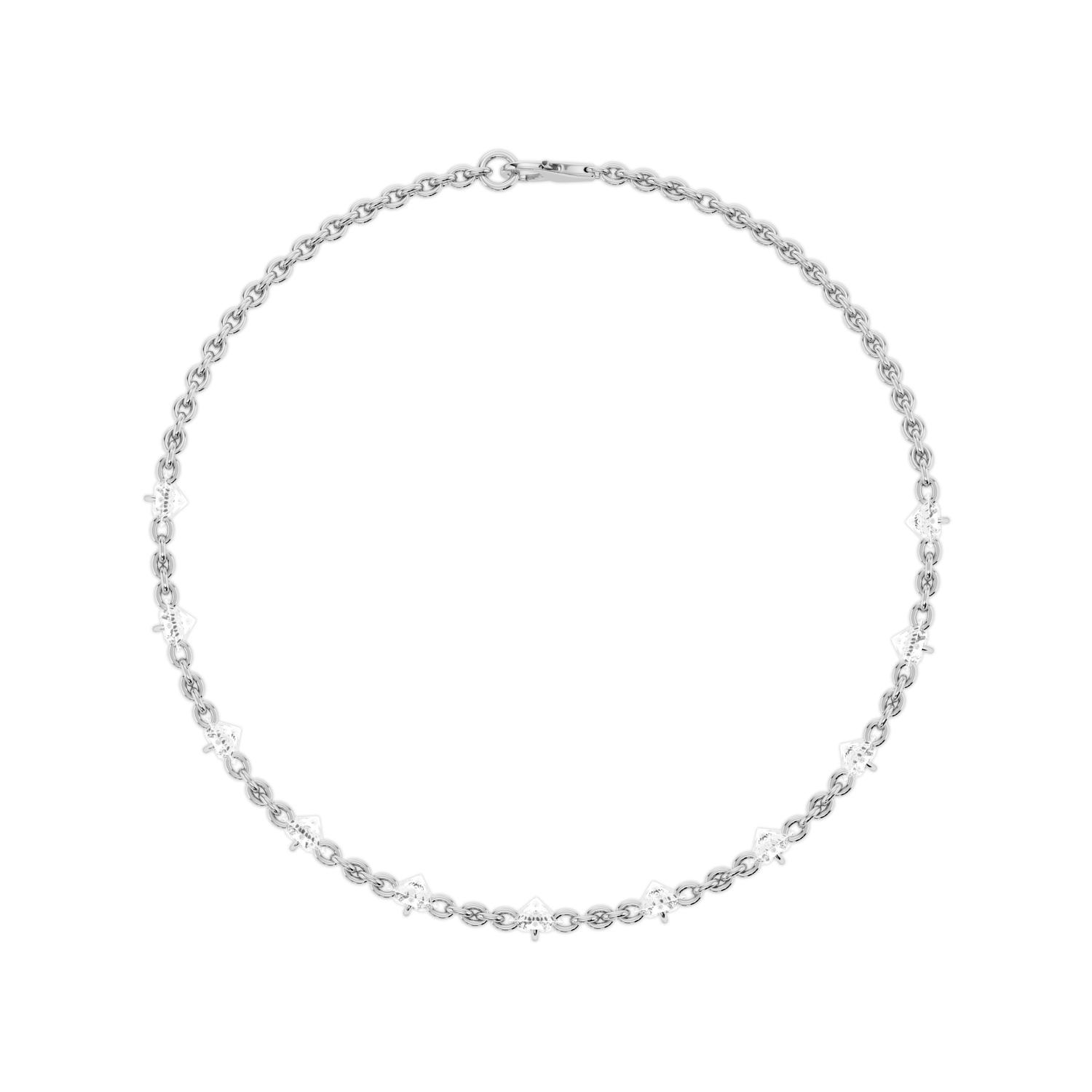 Margaux, Double Chain Bracelet with Round Stations and Pear Drops in White Gold, mixed, plain background, alternate view