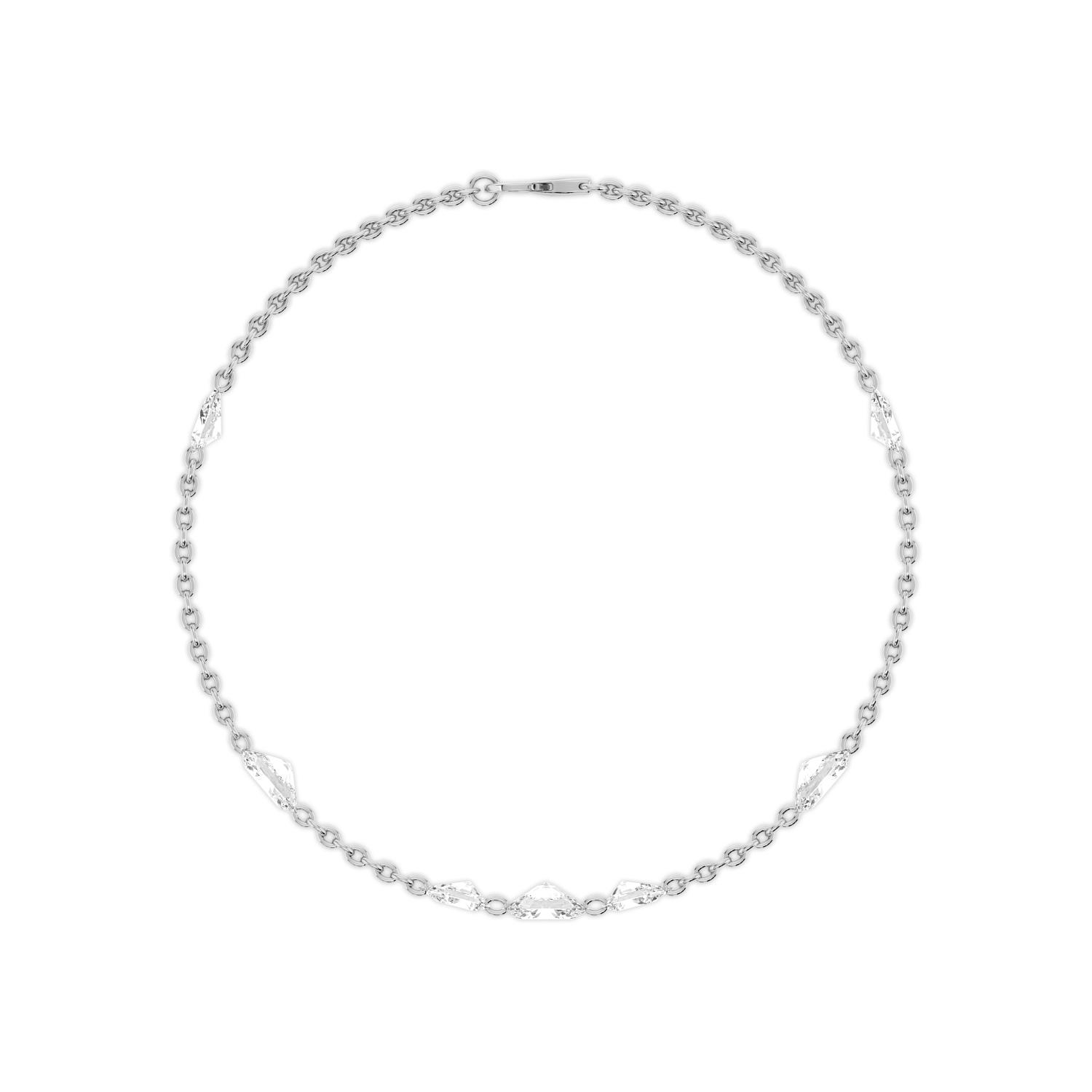 Evangeline, Chain Bracelet with Oval and Pear Stations in White Gold, mixed, plain background, alternate view