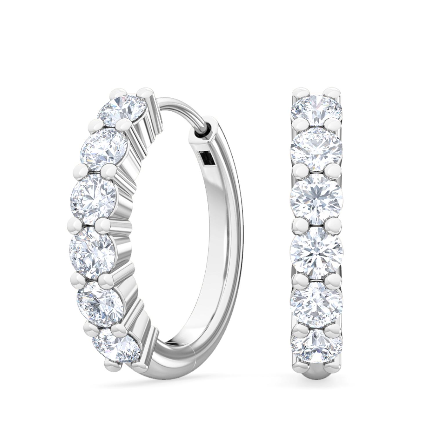Chorus, Prong-Set Hoops in White Gold, round, plain background