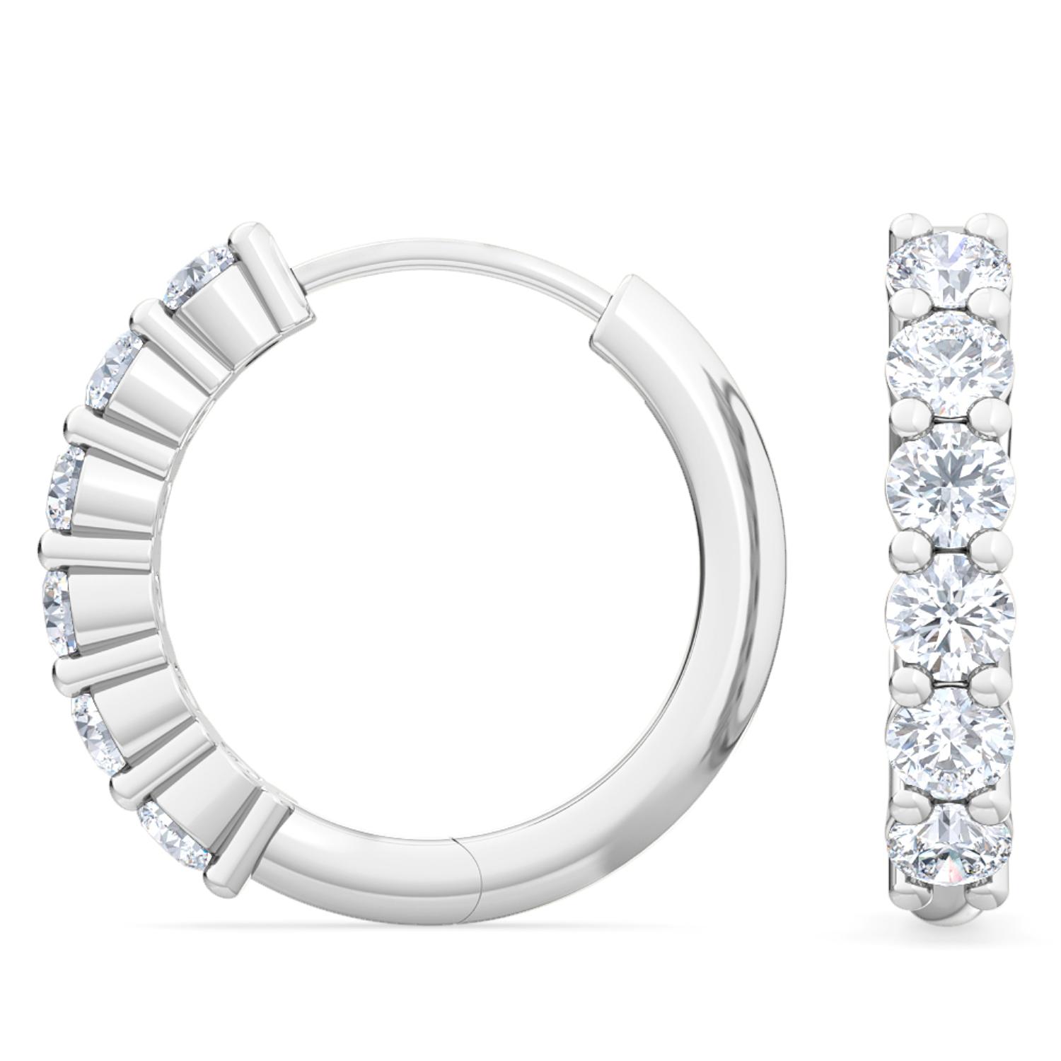 Chorus, Prong-Set Hoops in White Gold, round, plain background, alternate view