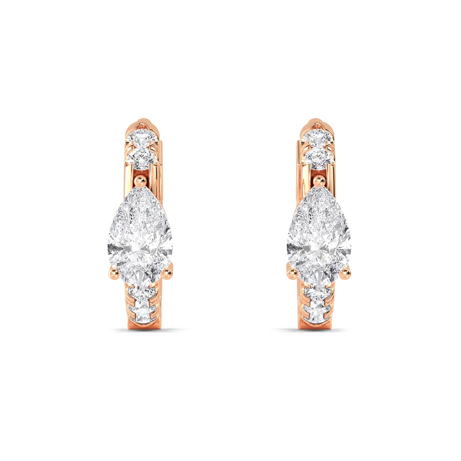 Orbit, Pear-Centre Lab-Grown Diamond Hoops in Rose Gold, pear, plain background