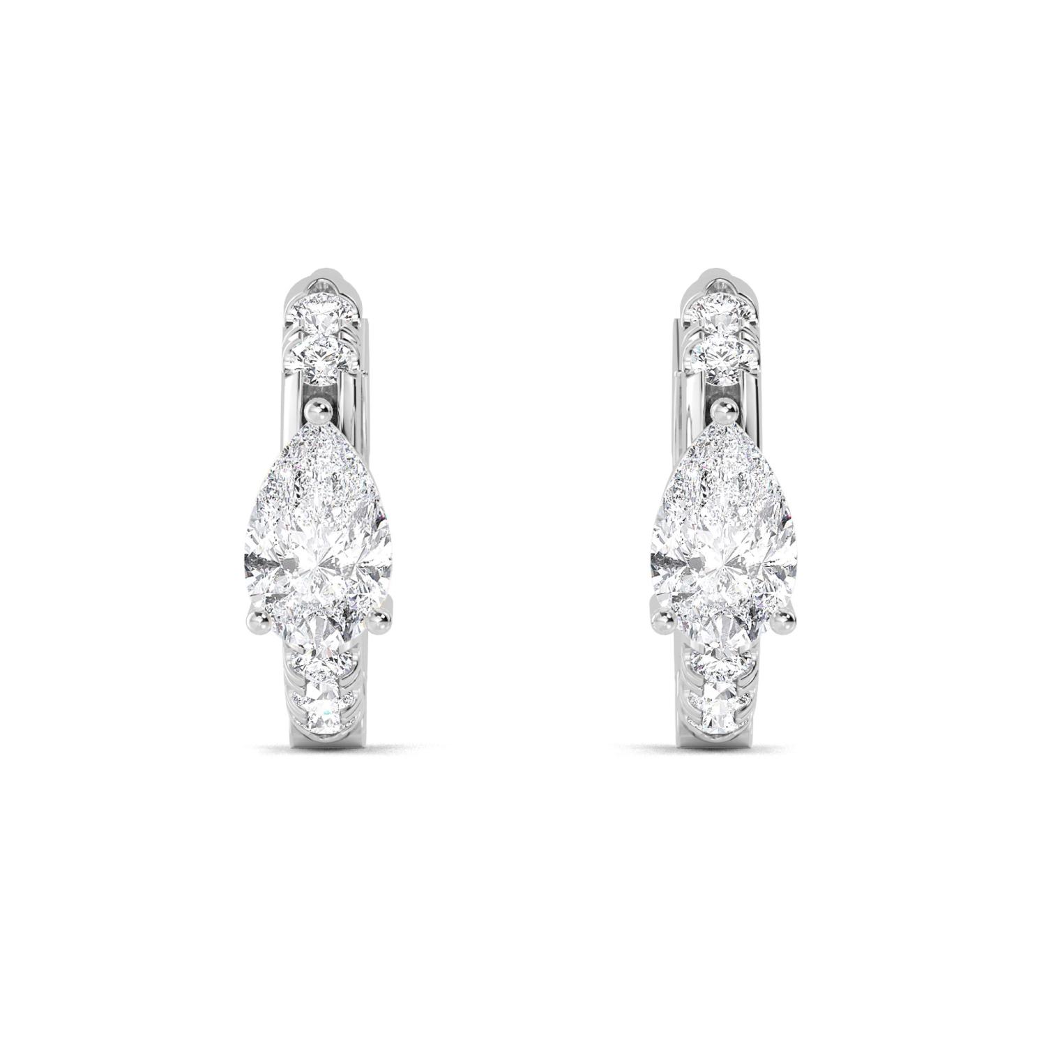 Orbit Pear, Pear-Centre Diamond Hoops in White Gold, pear, studio photo