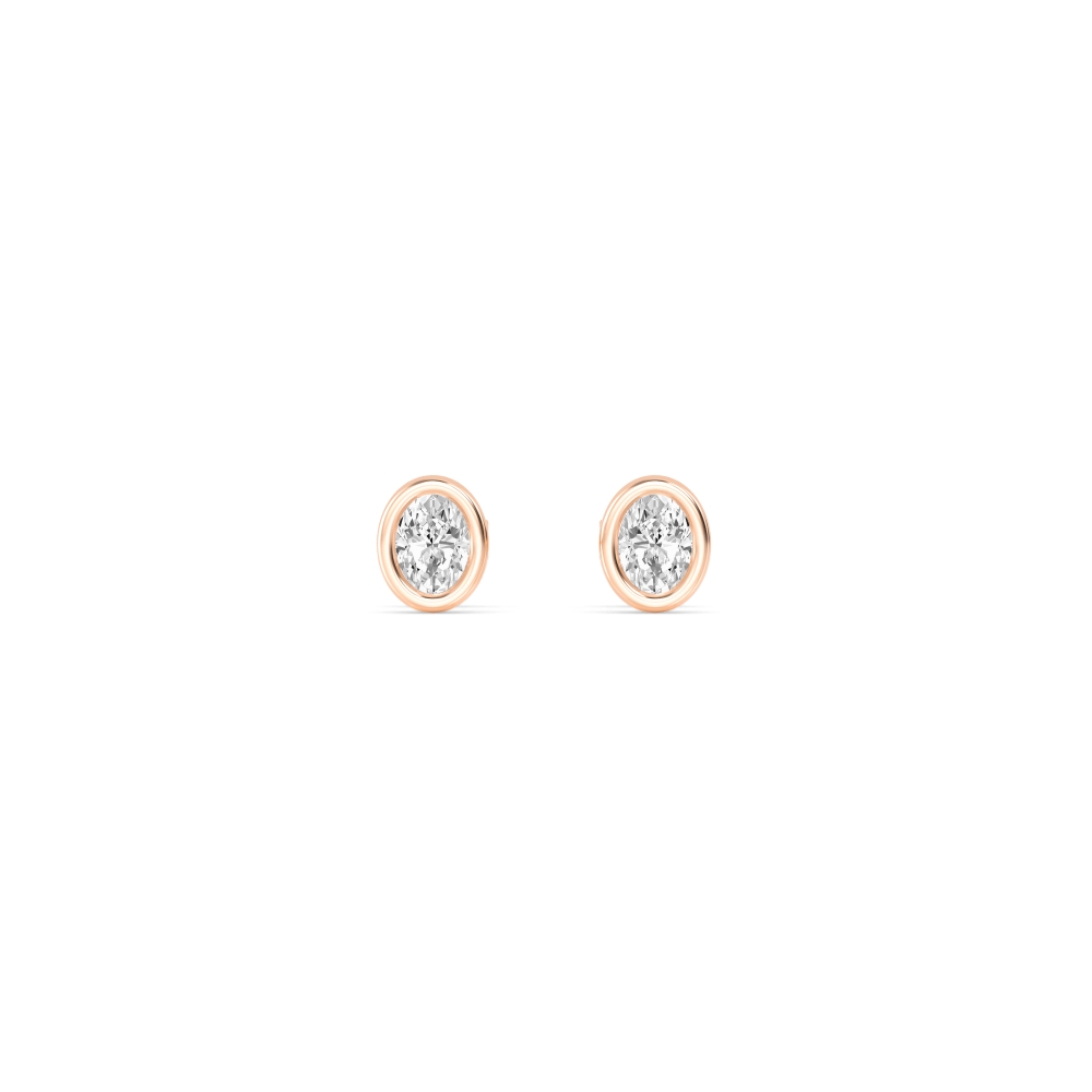 Moon Oval, Oval Bezel Studs in Rose Gold, oval, studio photo