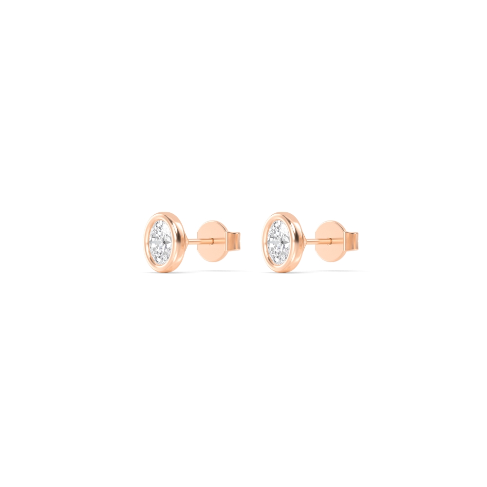 Moon Oval, Oval Bezel Studs in Rose Gold, oval, studio photo, alternate view