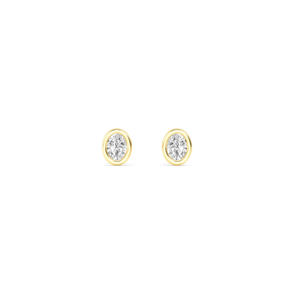 Gill, Oval Bezel Studs in Yellow Gold, oval, plain background