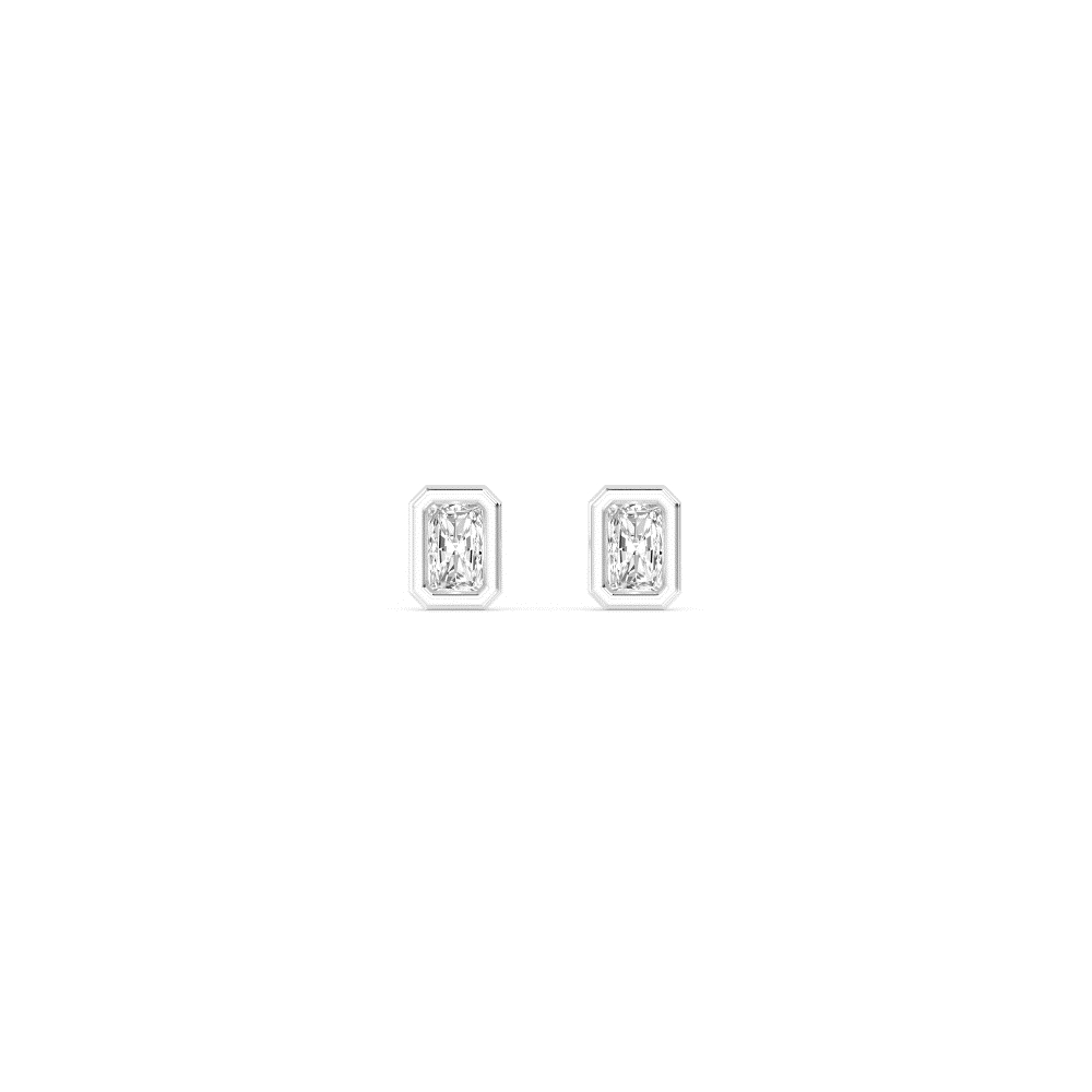 Moon Radiant, Radiant Bezel Studs in White Gold, radiant, studio photo