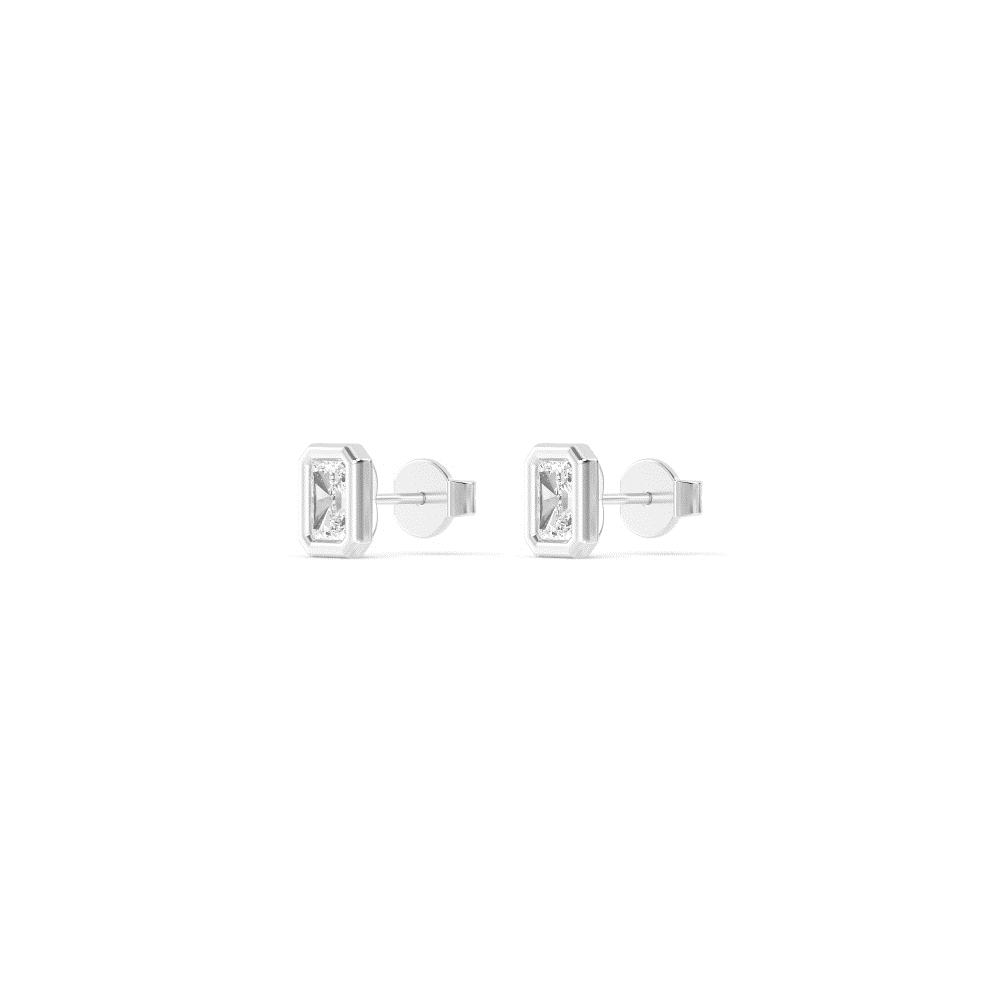 Moon Radiant, Radiant Bezel Studs in White Gold, radiant, studio photo, alternate view