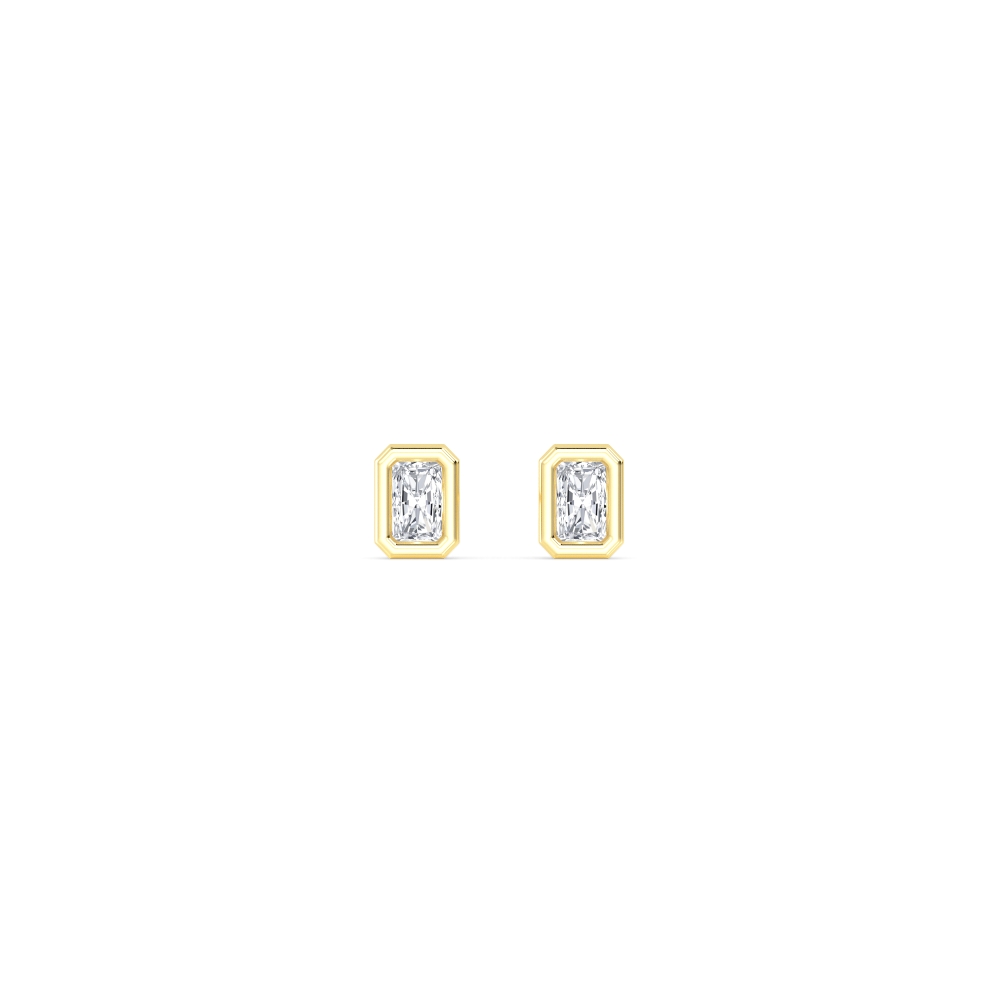 Glow, Radiant Bezel Studs in Yellow Gold, radiant, plain background