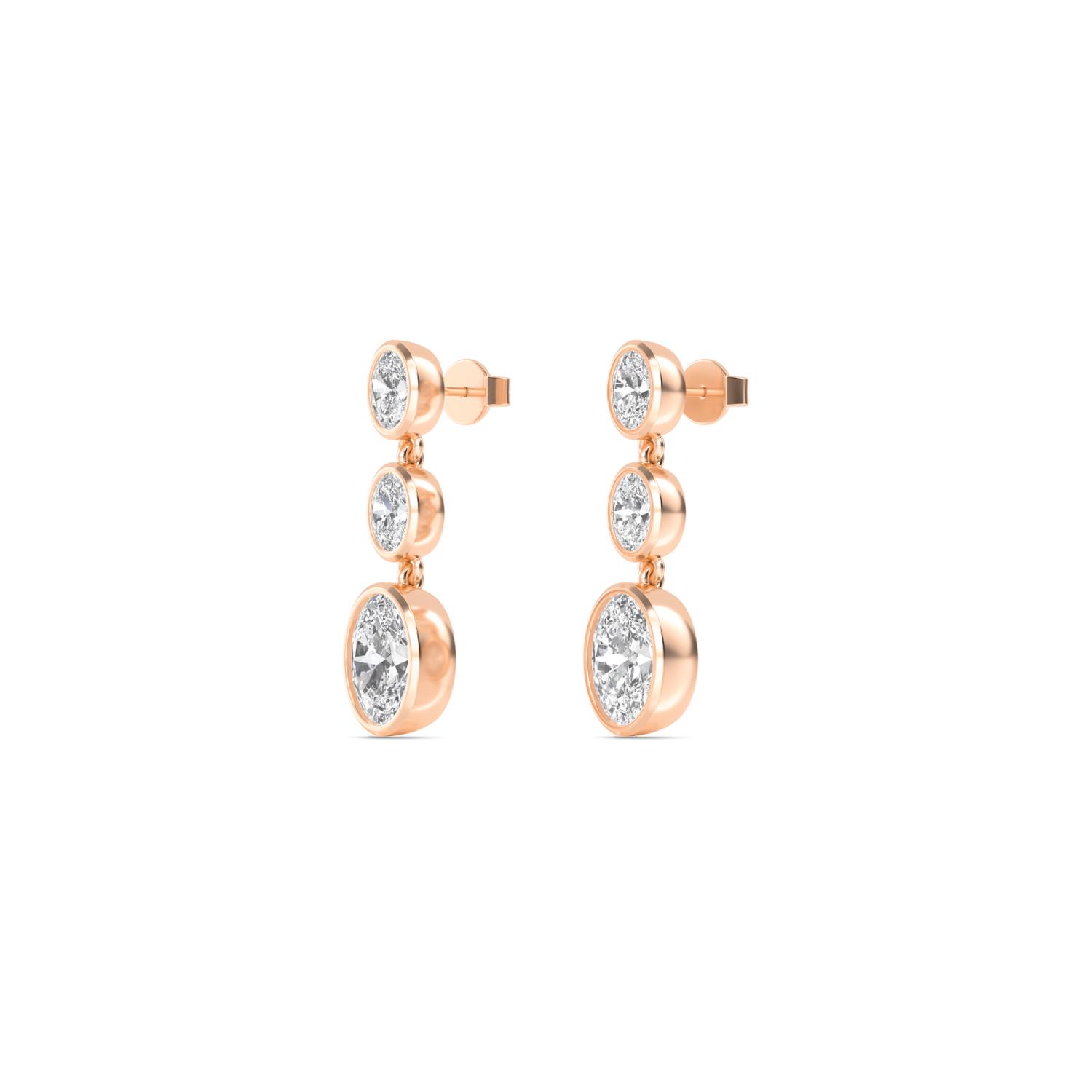 Rain Oval, Oval Bezel Drops in Rose Gold, oval, studio photo, alternate view