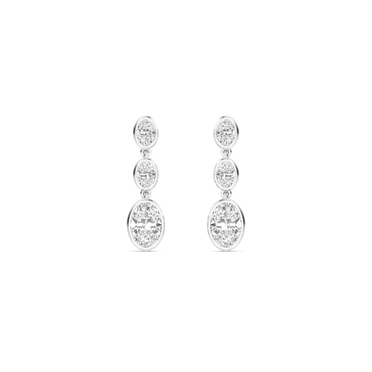 Rain, Oval Bezel Drops in White Gold, oval, plain background