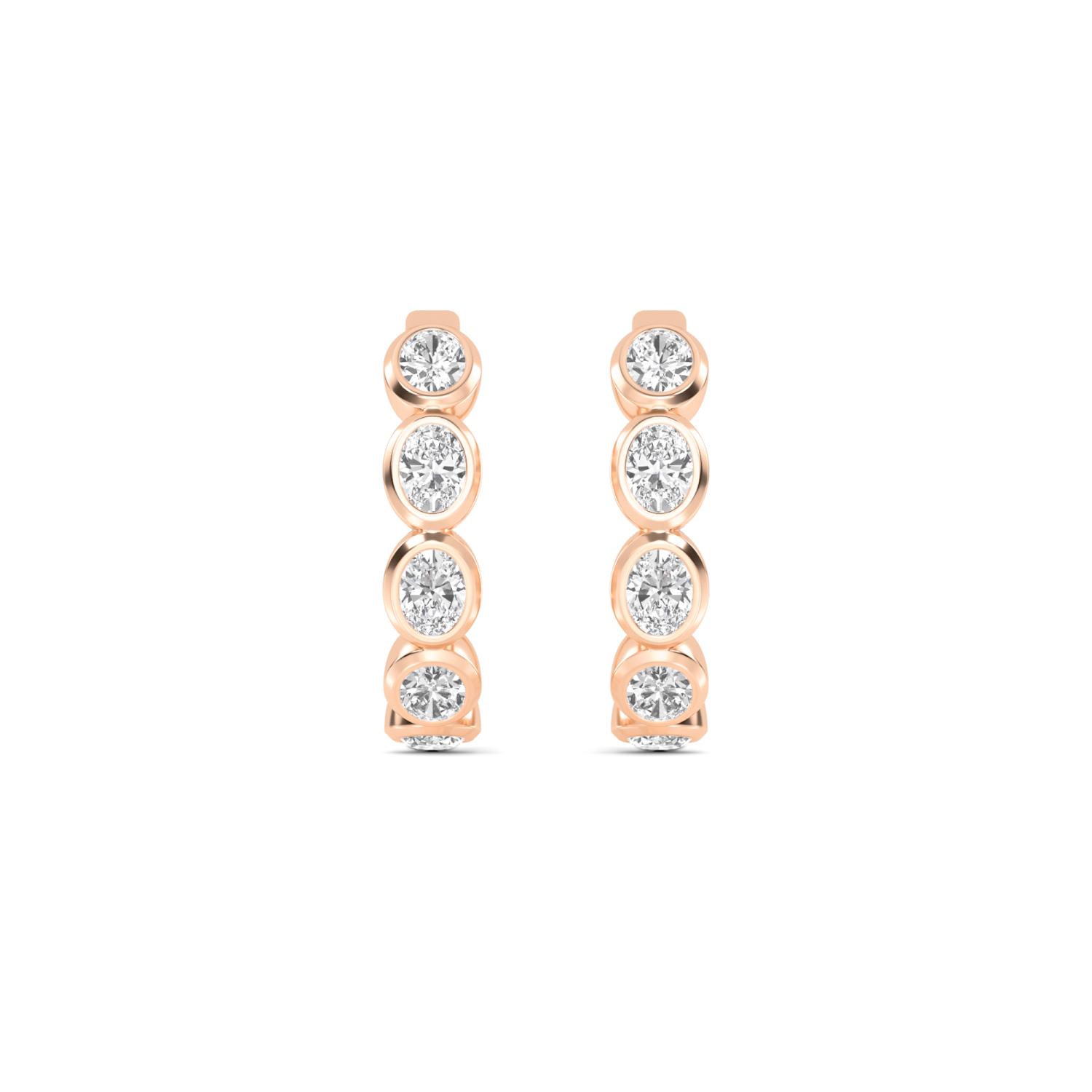 Carousel Oval, Oval Bezel Hoops in Rose Gold, oval, studio photo