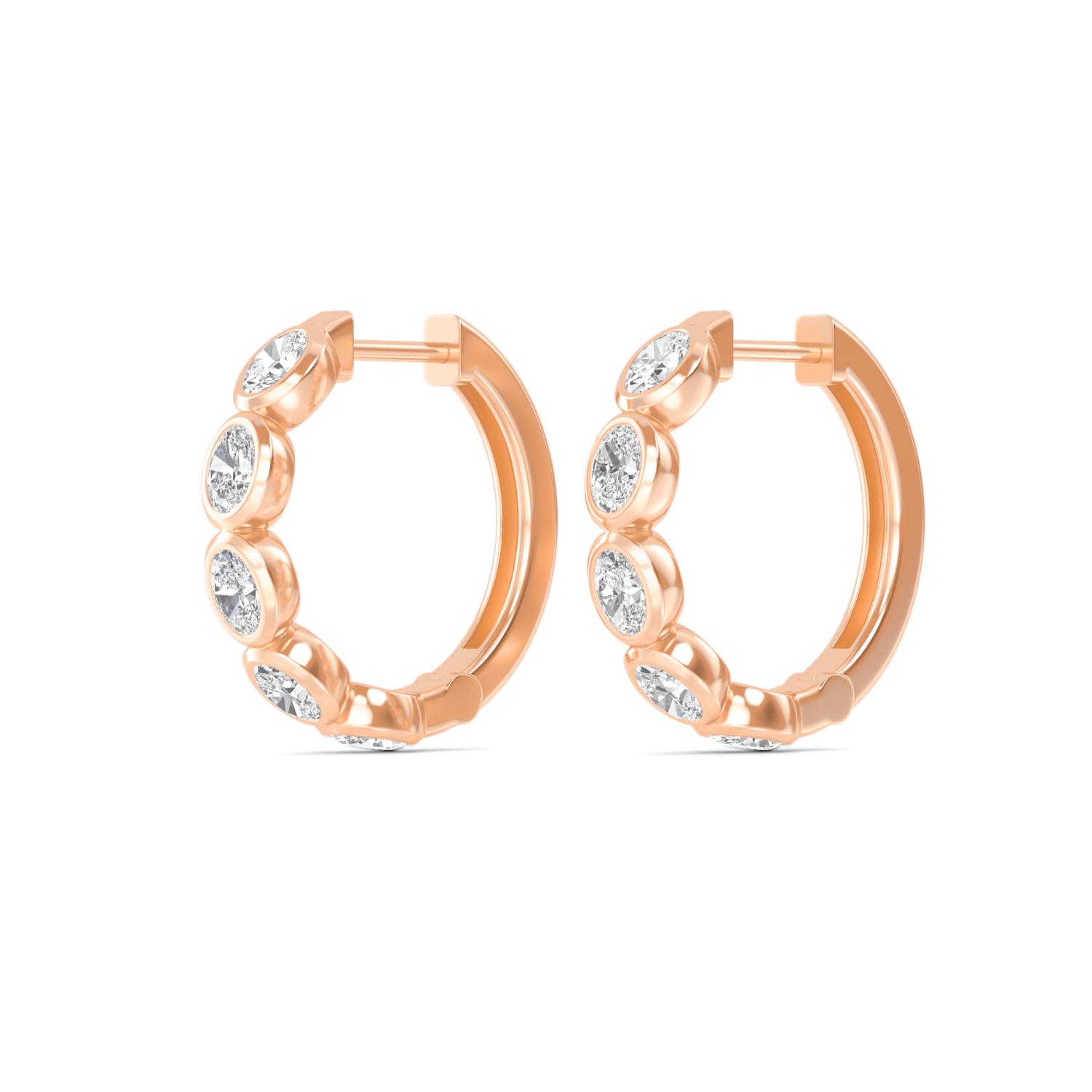 Carousel Oval, Oval Bezel Hoops in Rose Gold, oval, studio photo, alternate view