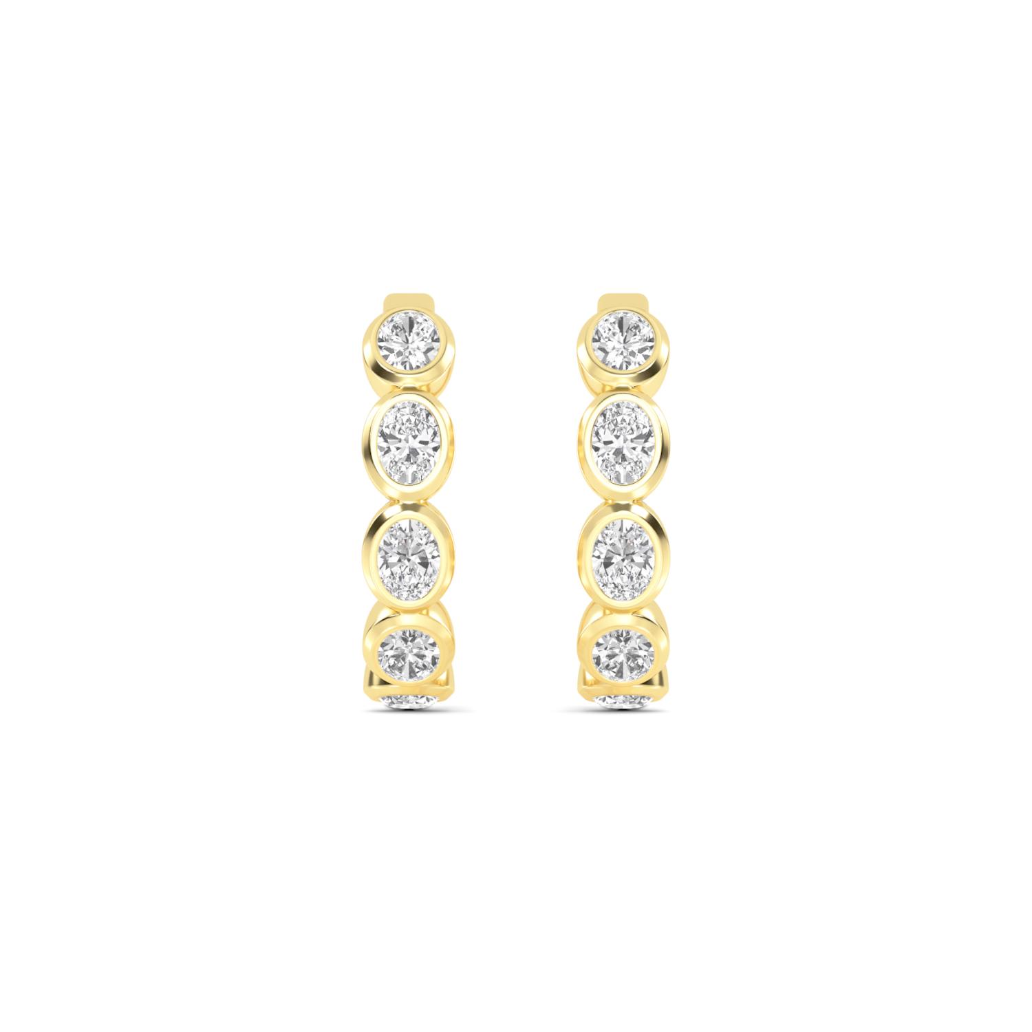 Harrow, Oval Bezel Hoops in Yellow Gold, oval, plain background