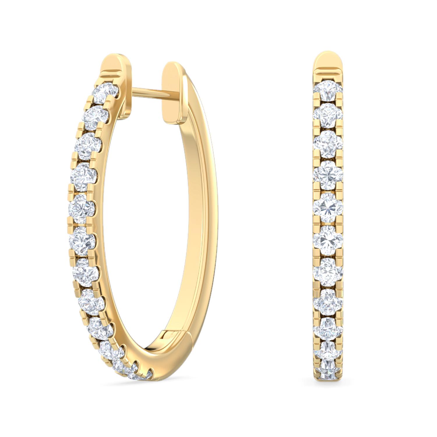 Murmur, Slim Pavé Hoops in Yellow Gold, round, plain background