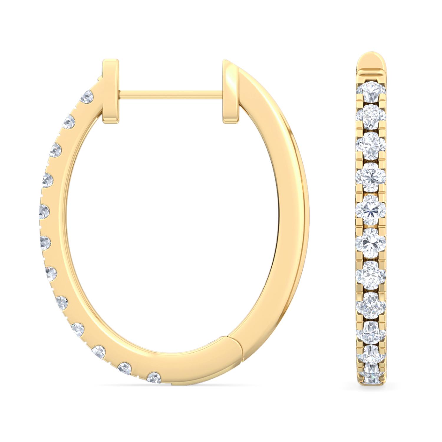 Murmur, Slim Pavé Hoops in Yellow Gold, round, plain background, alternate view