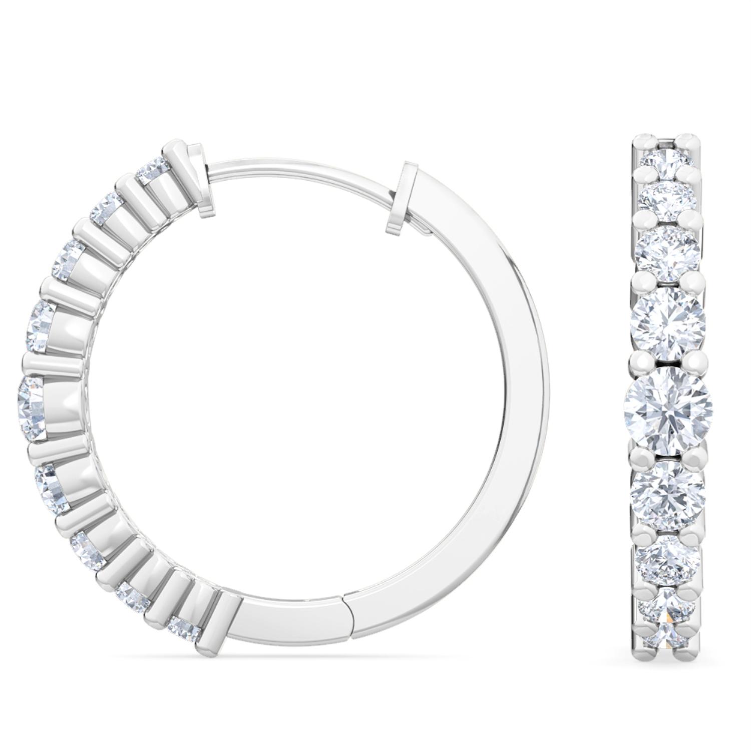 Crescent, Graduated Hoops in White Gold, round, plain background, alternate view
