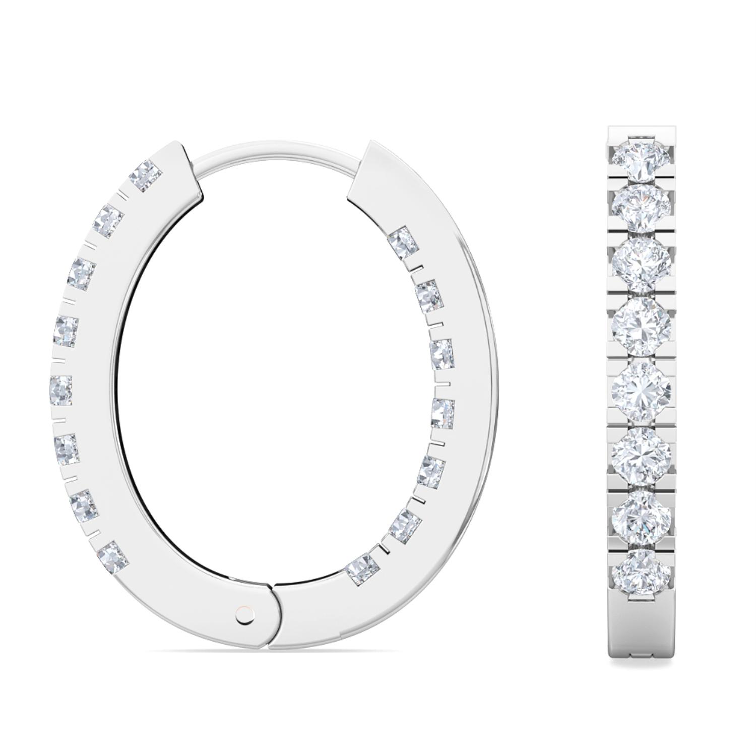 Echo, Lab-Grown Diamond Hoops in White Gold, round, plain background, alternate view