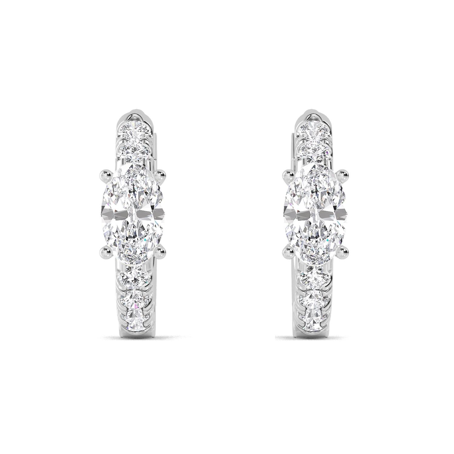 Orbit Oval, Oval-Centre Diamond Hoops in White Gold, oval, studio photo