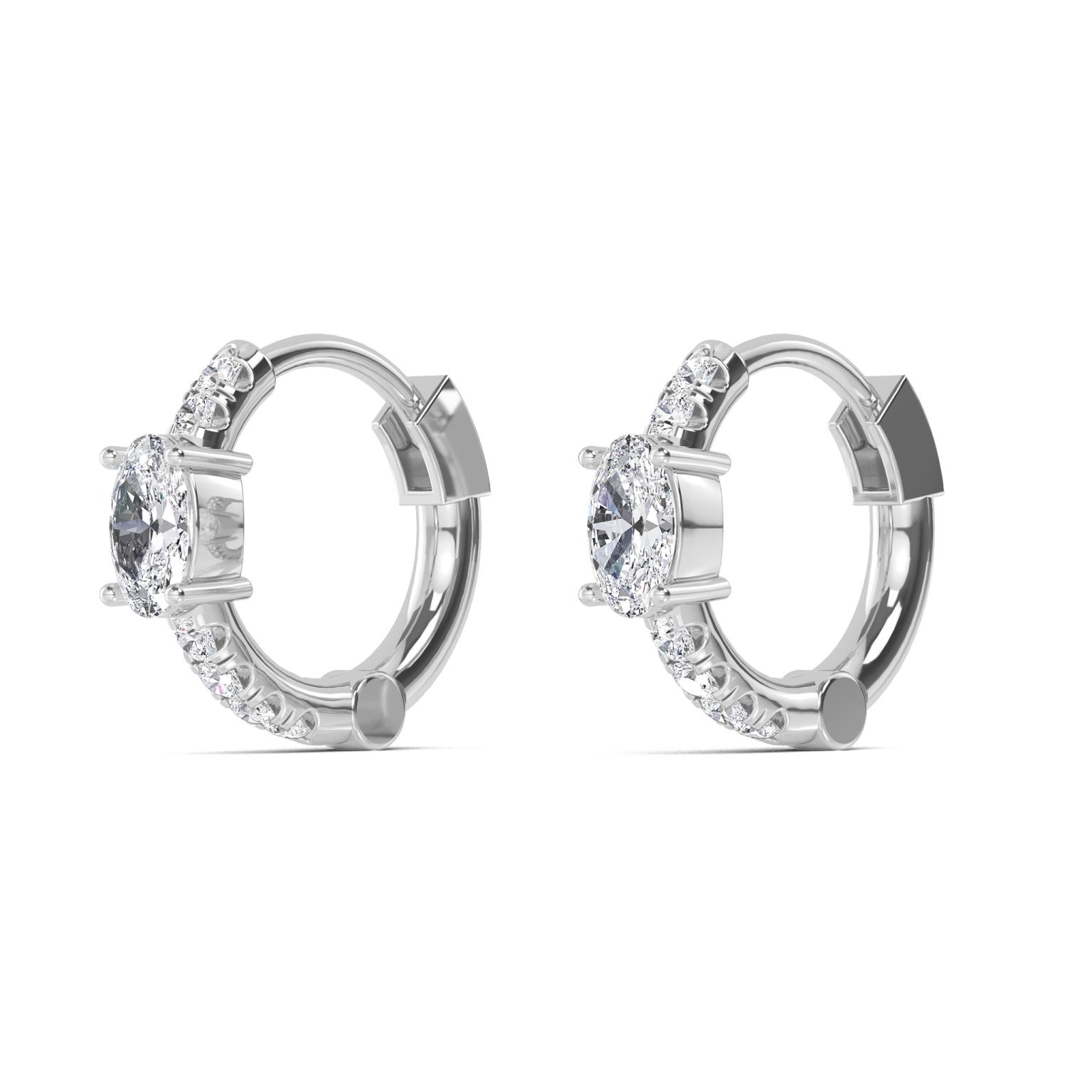 Orbit Oval, Oval-Centre Diamond Hoops in White Gold, oval, studio photo, alternate view