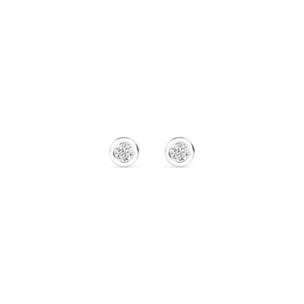 Moon Round, Round Bezel Studs in White Gold, round, studio photo