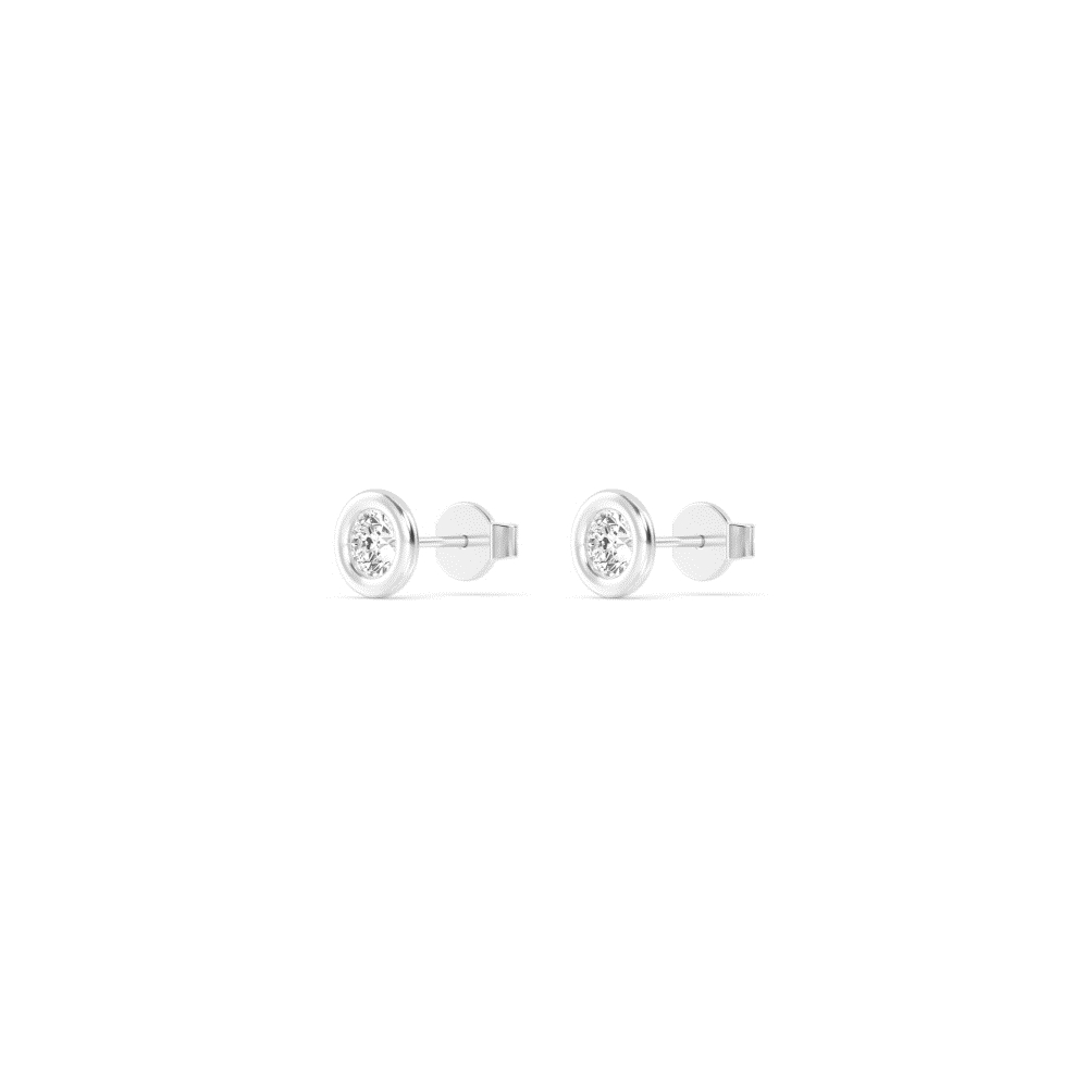 Moon Round, Round Bezel Studs in White Gold, round, studio photo, alternate view
