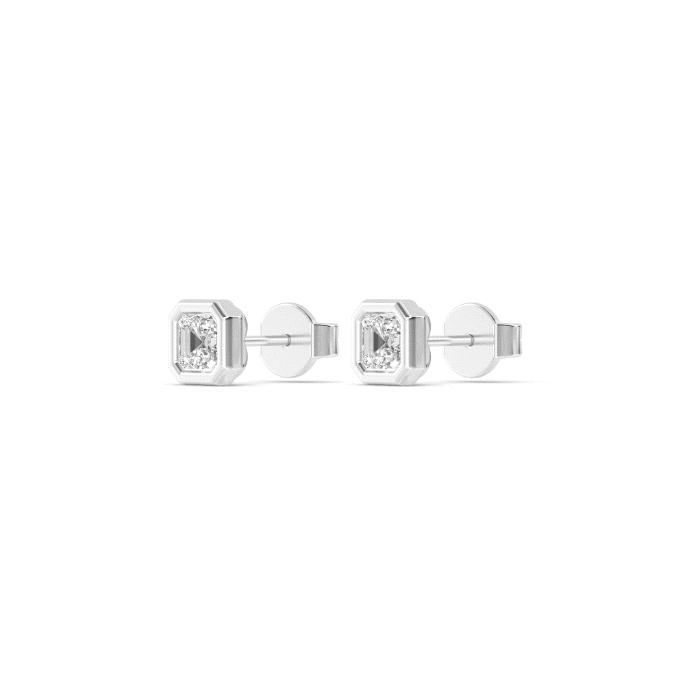 Moon Asscher, Asscher Bezel Studs in White Gold, asscher, studio photo, alternate view