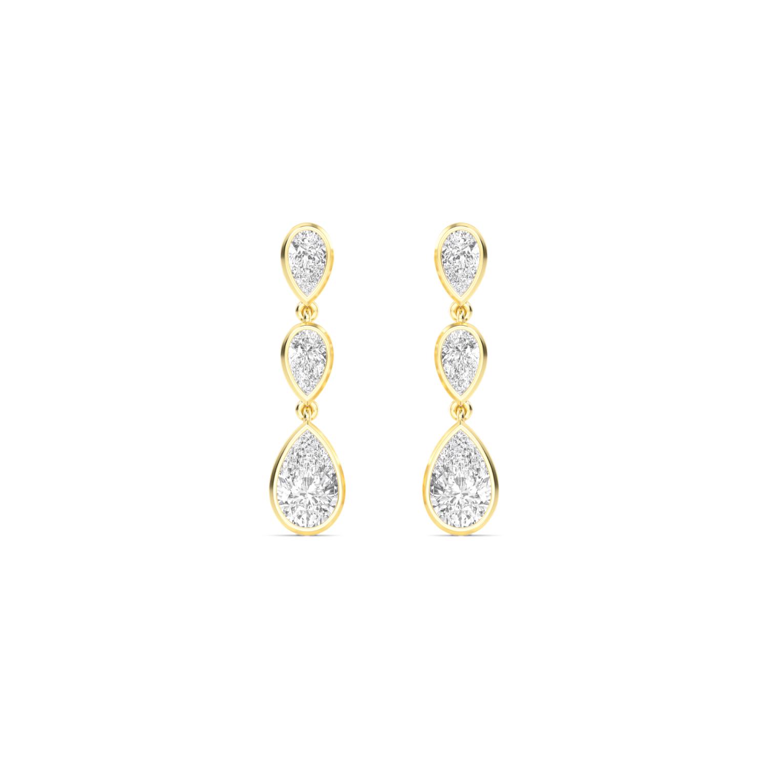 Rain Pear, Pear Bezel Drops in Yellow Gold, pear, studio photo