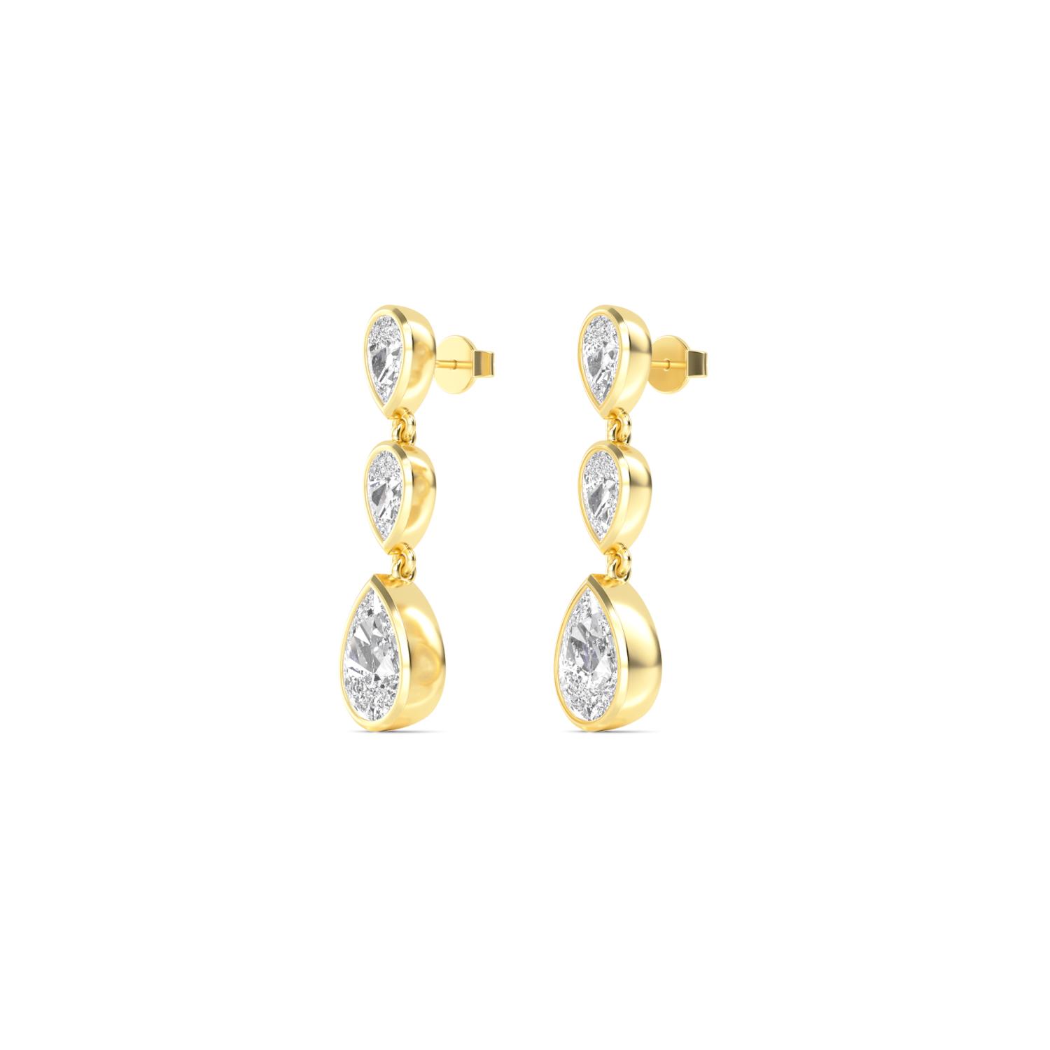 Rain Pear, Pear Bezel Drops in Yellow Gold, pear, studio photo, alternate view