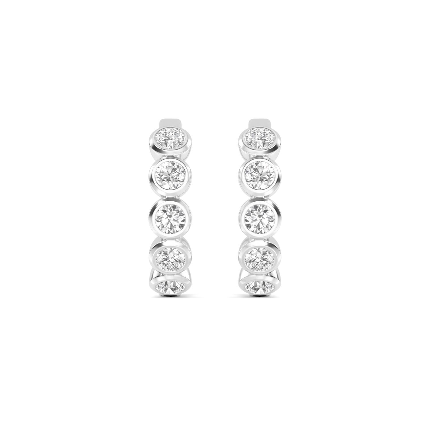 Carousel, Round Bezel Hoops in White Gold, round, plain background
