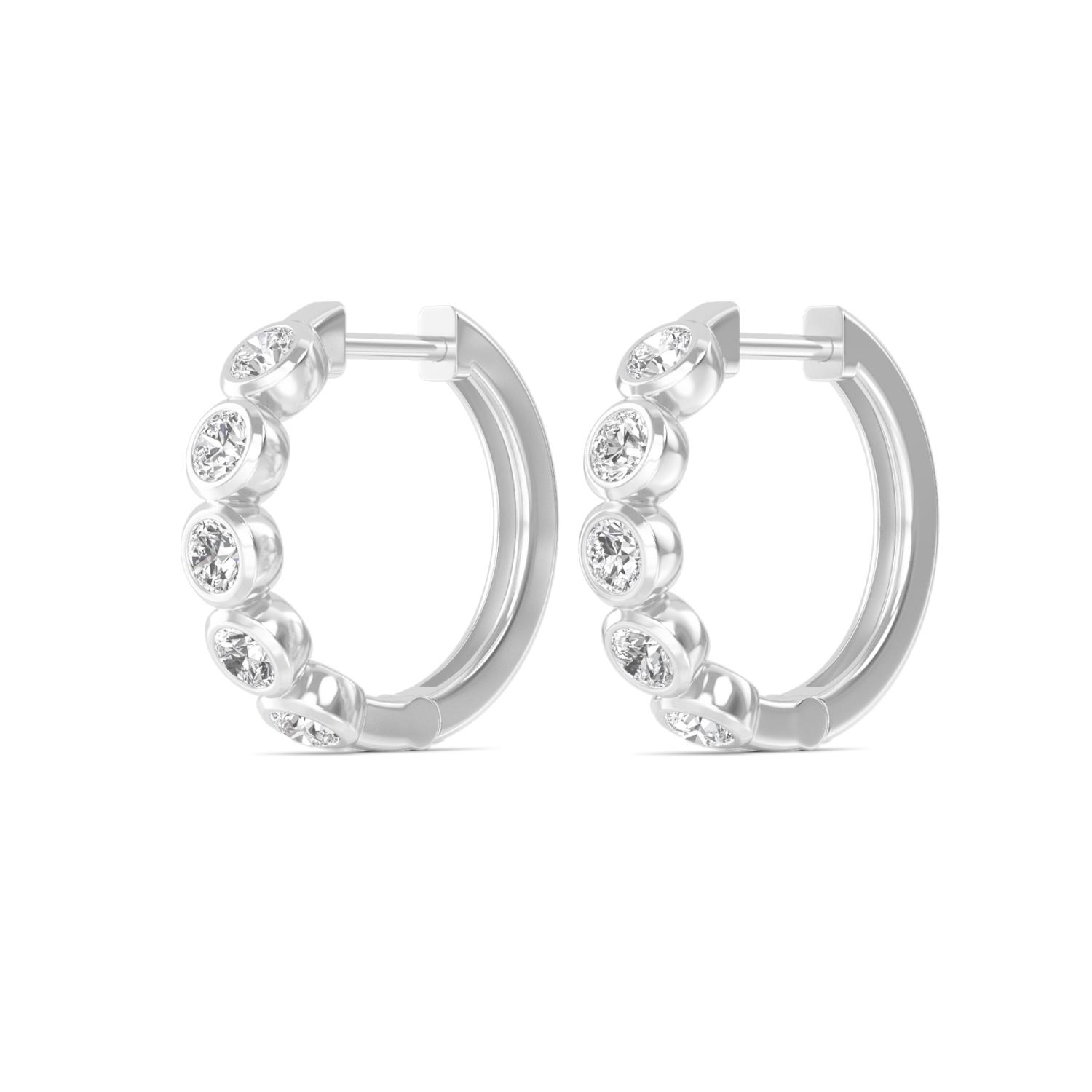 Carousel, Round Bezel Hoops in White Gold, round, plain background, alternate view