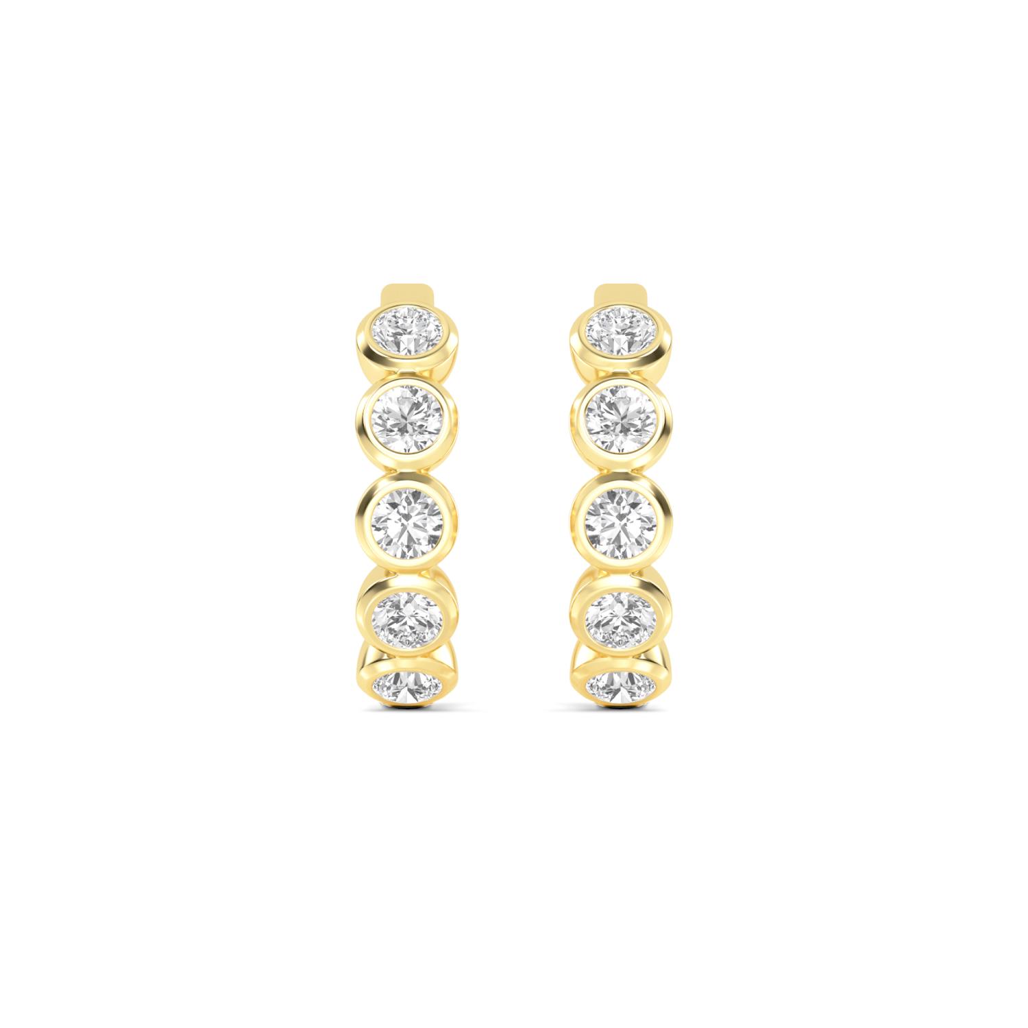 Carousel Round, Round Bezel Hoops in Yellow Gold, round, studio photo