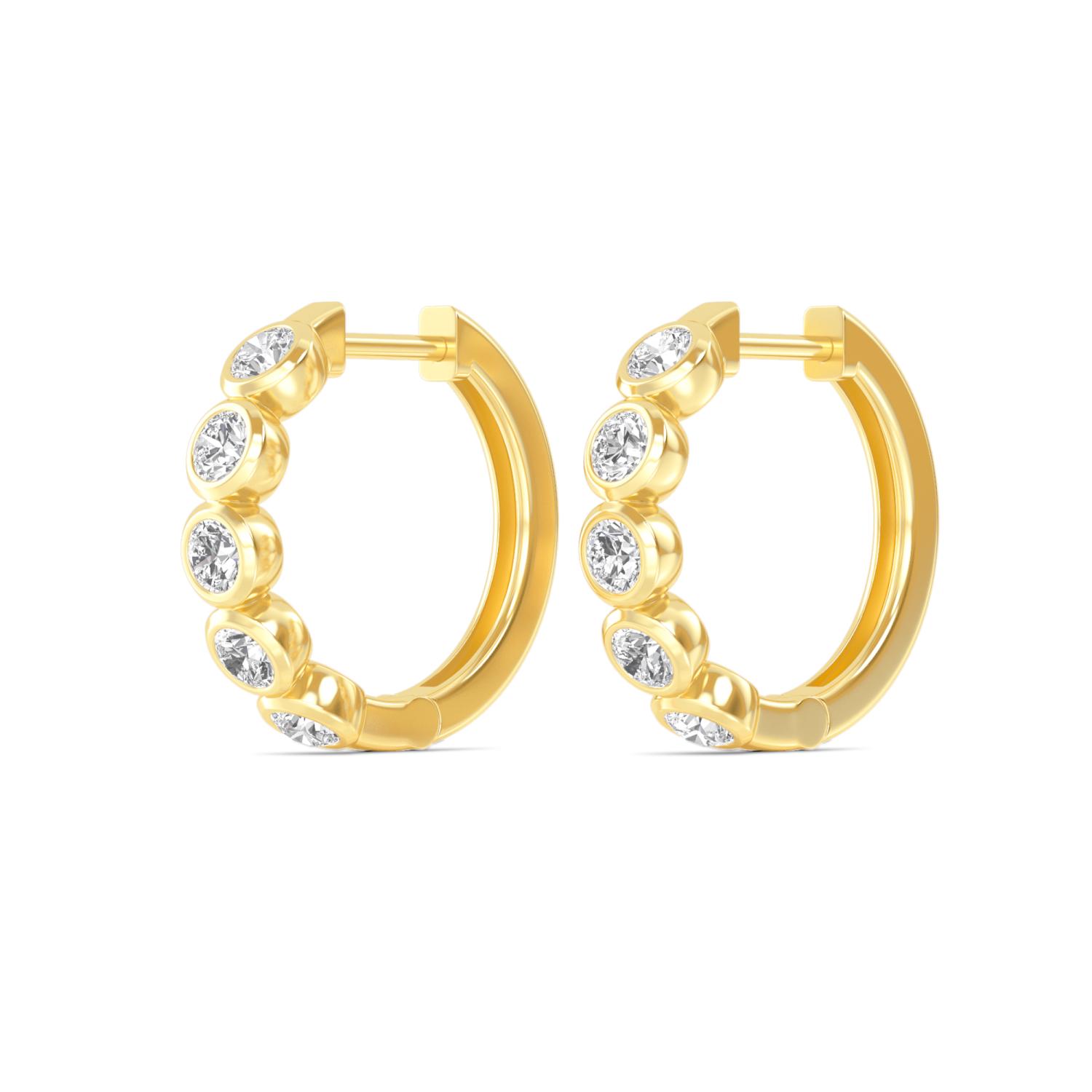Carousel Round, Round Bezel Hoops in Yellow Gold, round, studio photo, alternate view