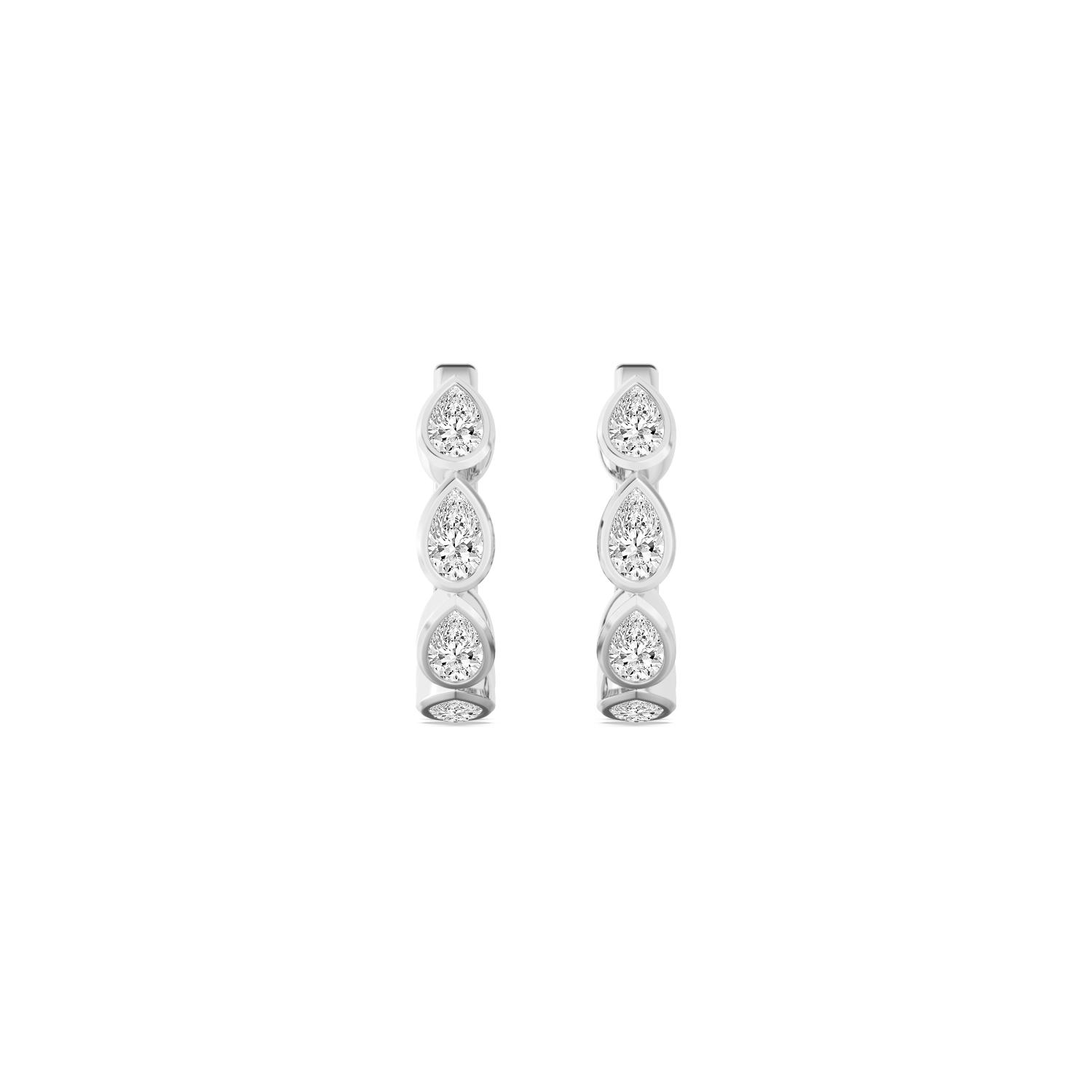 Lagoon, Pear Bezel Hoops in White Gold, pear, plain background
