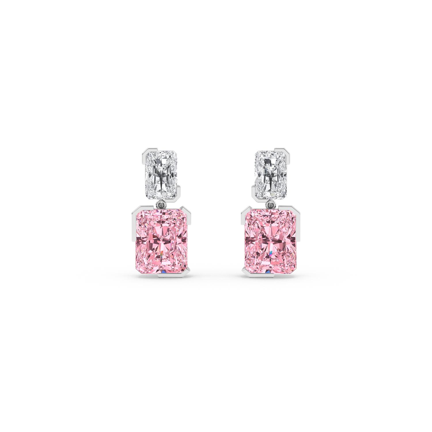 Rosalie, Pink Lab-Grown Diamond Drop Earrings in White Gold, plain background