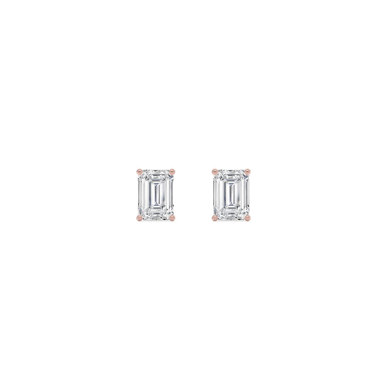 Bramble, Four Prong Studs, Emerald in Rose Gold, emerald, plain background