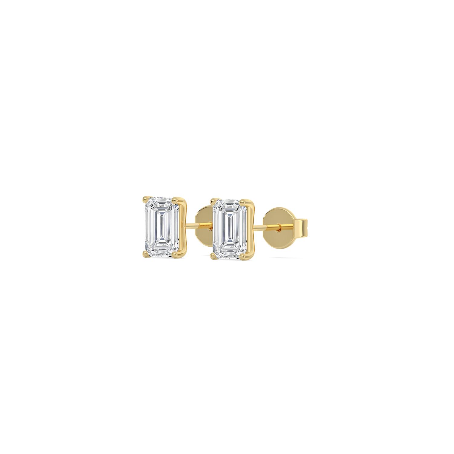 Bramble, Four Prong Studs, Emerald in Yellow Gold, emerald, plain background, alternate view