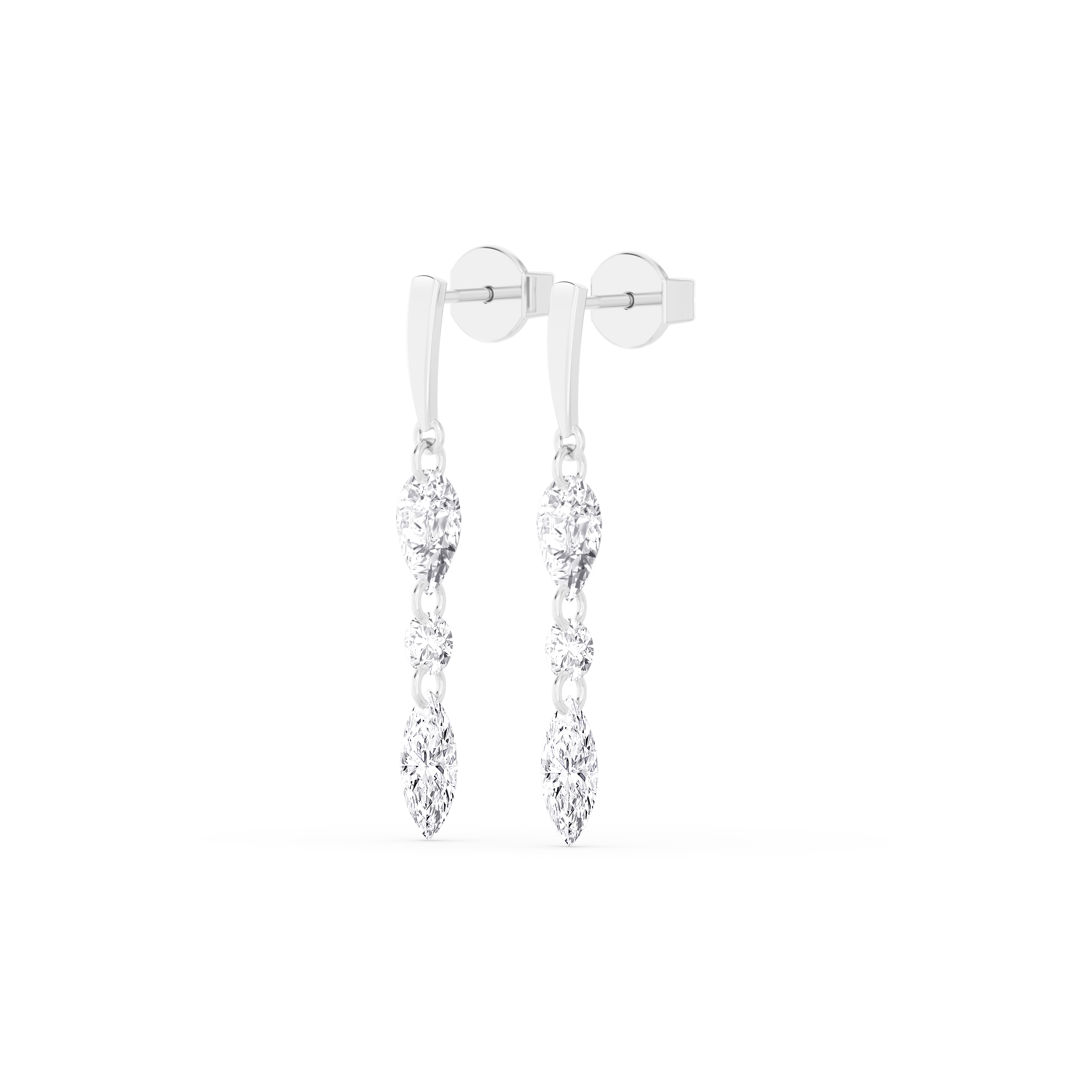 Rosalind, Pear, Round and Marquise Drops in White Gold, mixed, plain background, alternate view