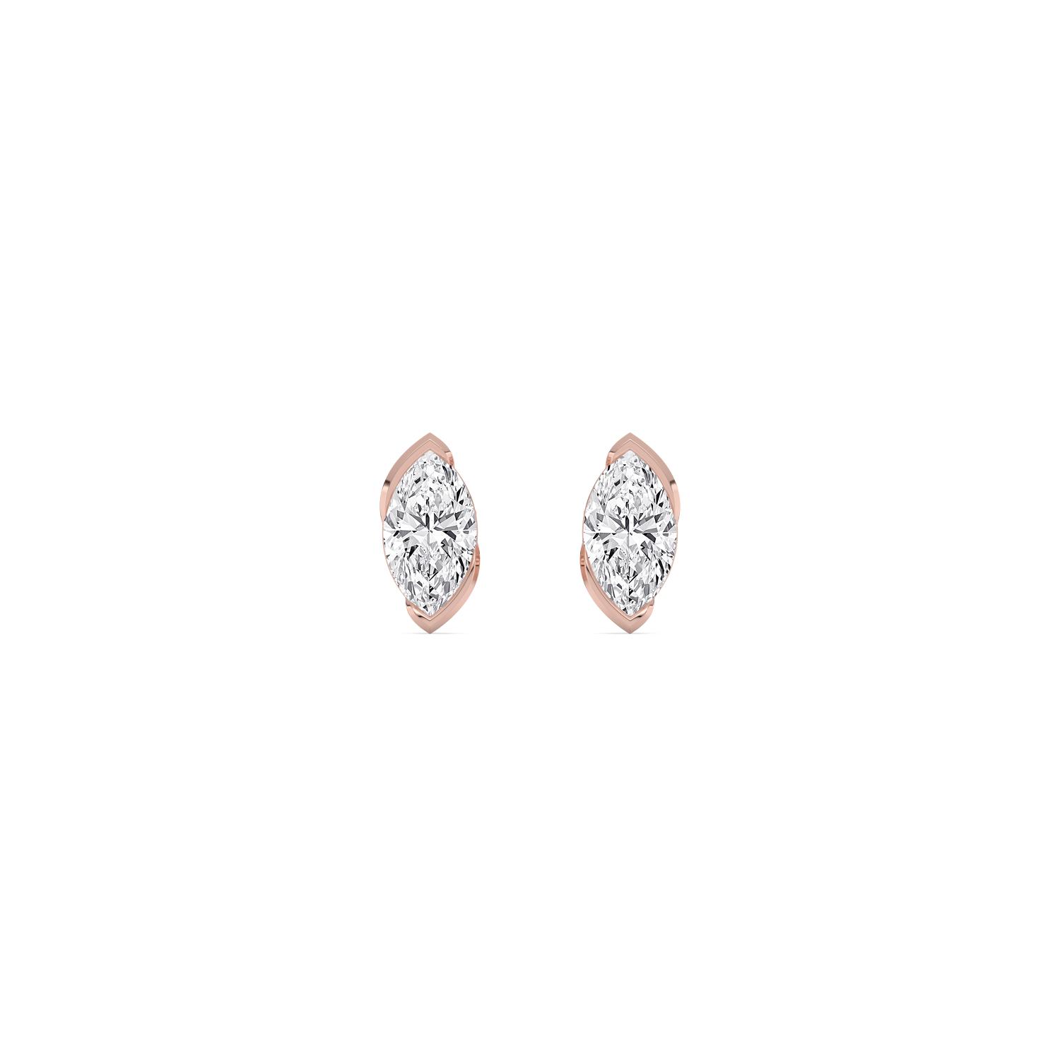 Arabella, Marquise Studs in Rose Gold, marquise, plain background