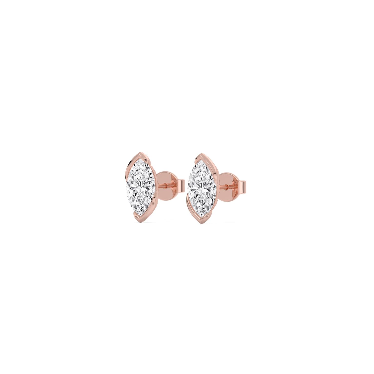 Arabella, Marquise Studs in Rose Gold, marquise, plain background, alternate view