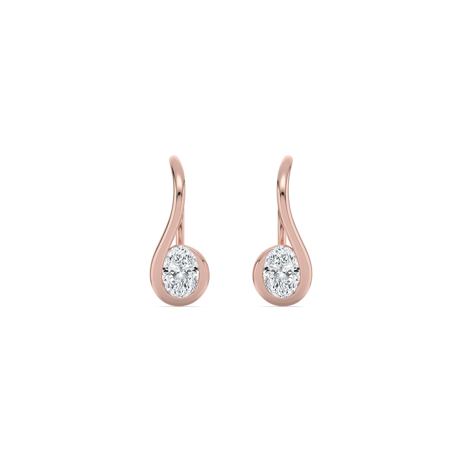 Camille, Oval Bezel Drops on a Hook in Rose Gold, oval, plain background