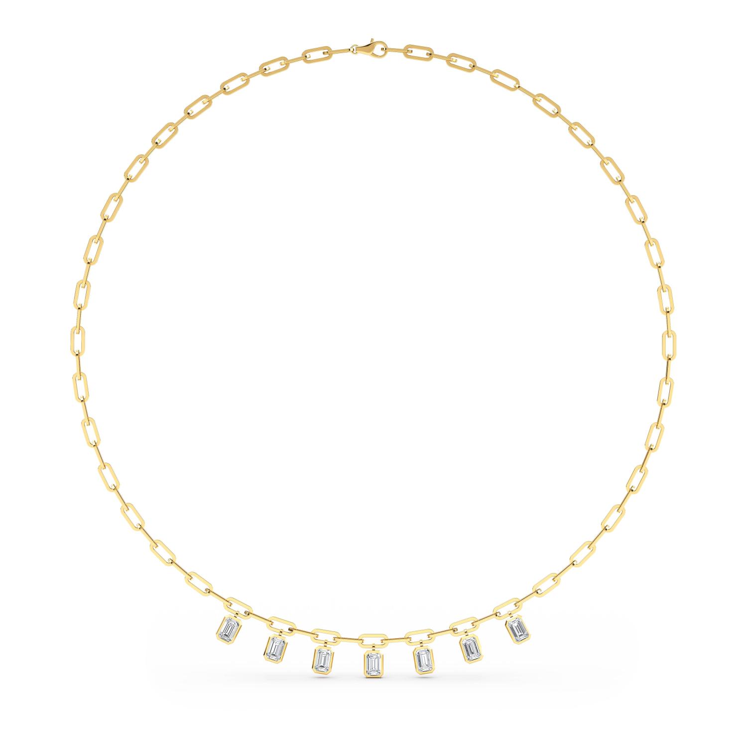 Postscript, Emerald-Cut Charm Necklace in Yellow Gold, emerald, plain background