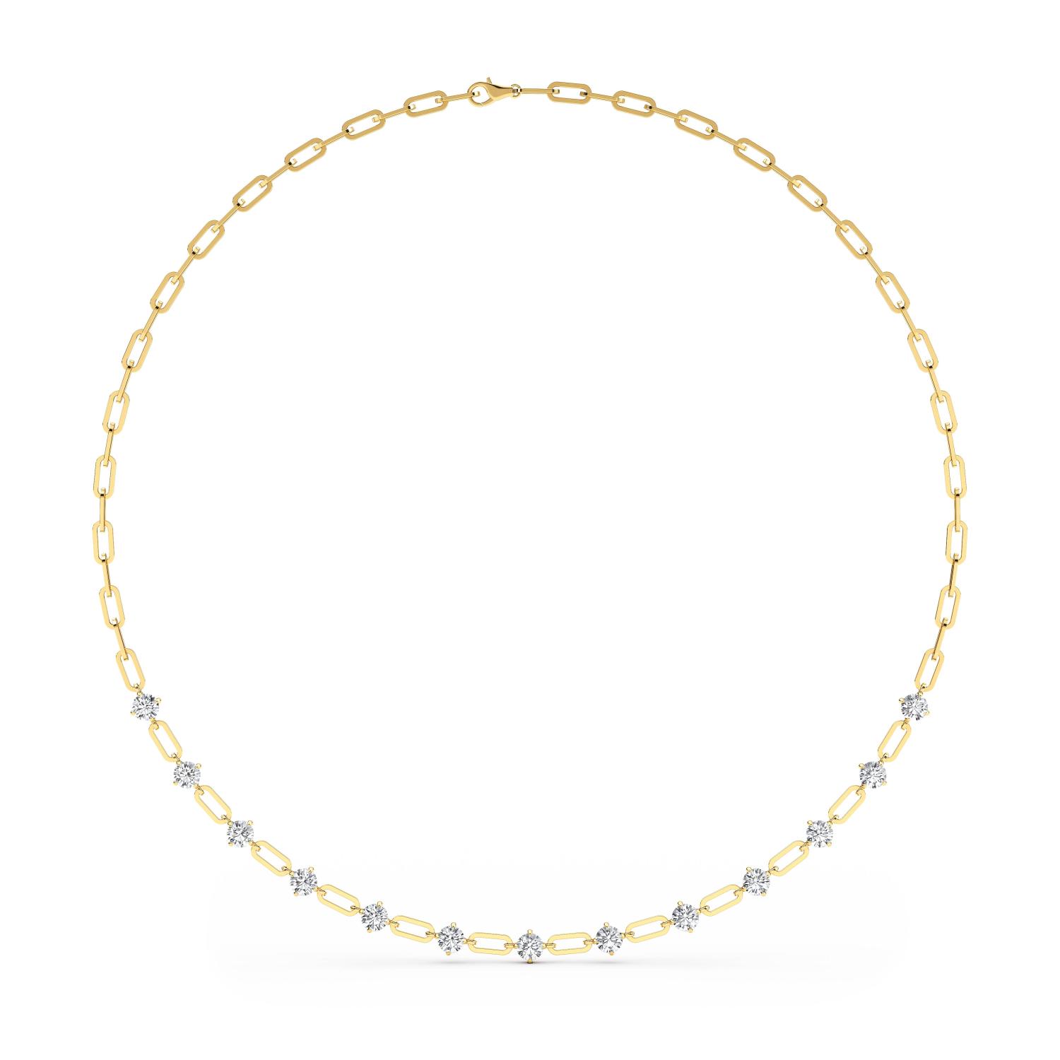 Reply, Paperclip Necklace in Yellow Gold, round, plain background