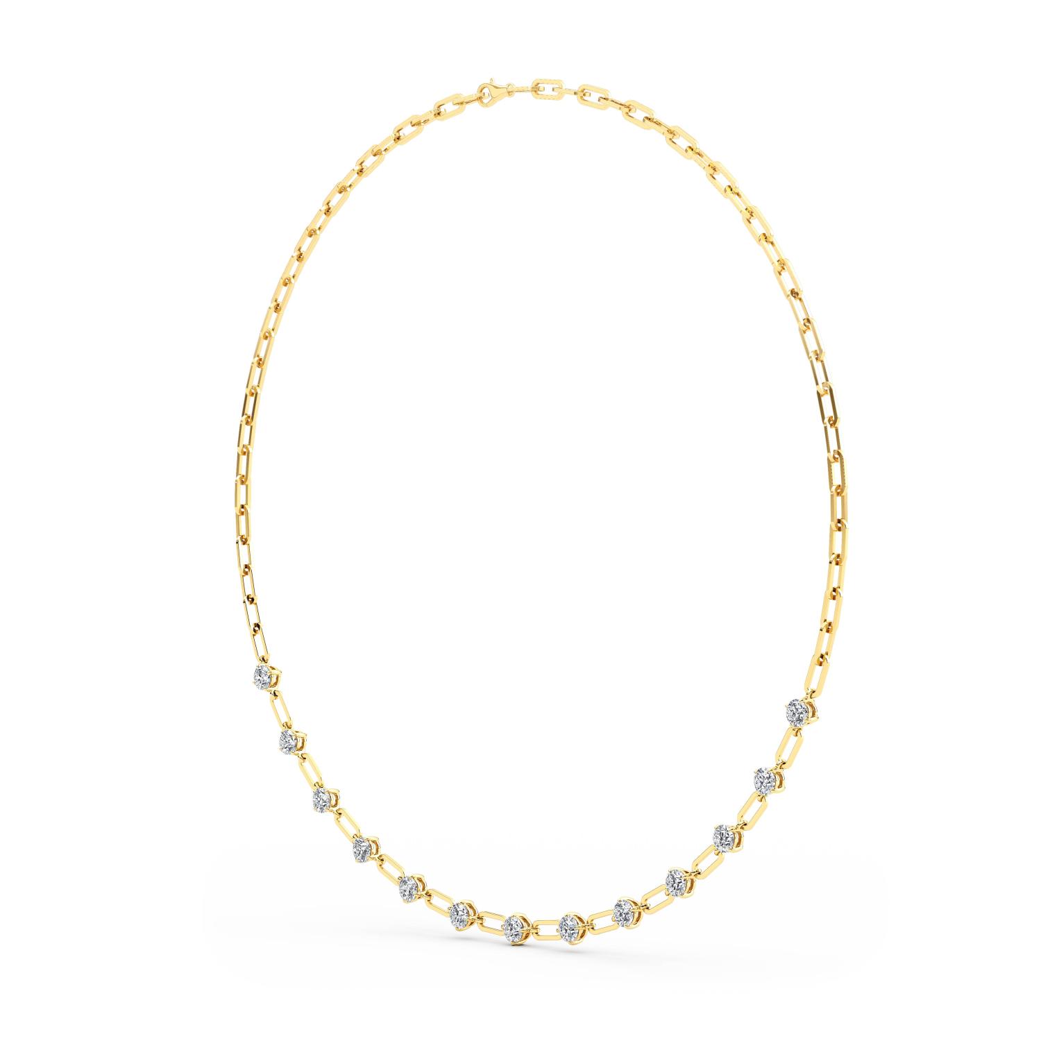 Reply, Paperclip Necklace in Yellow Gold, round, plain background, alternate view