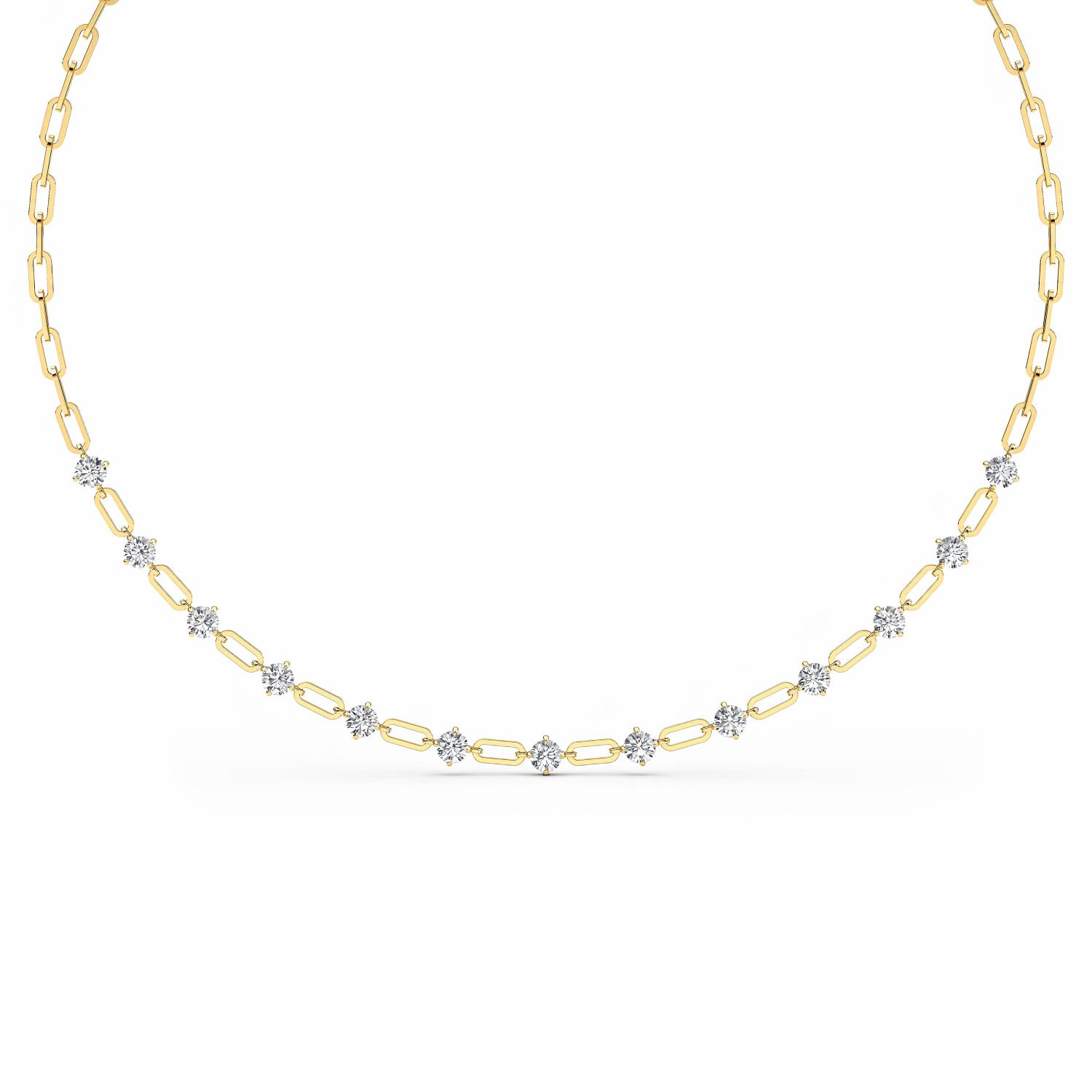 Reply, Paperclip Necklace in Yellow Gold, round, plain background, alternate view