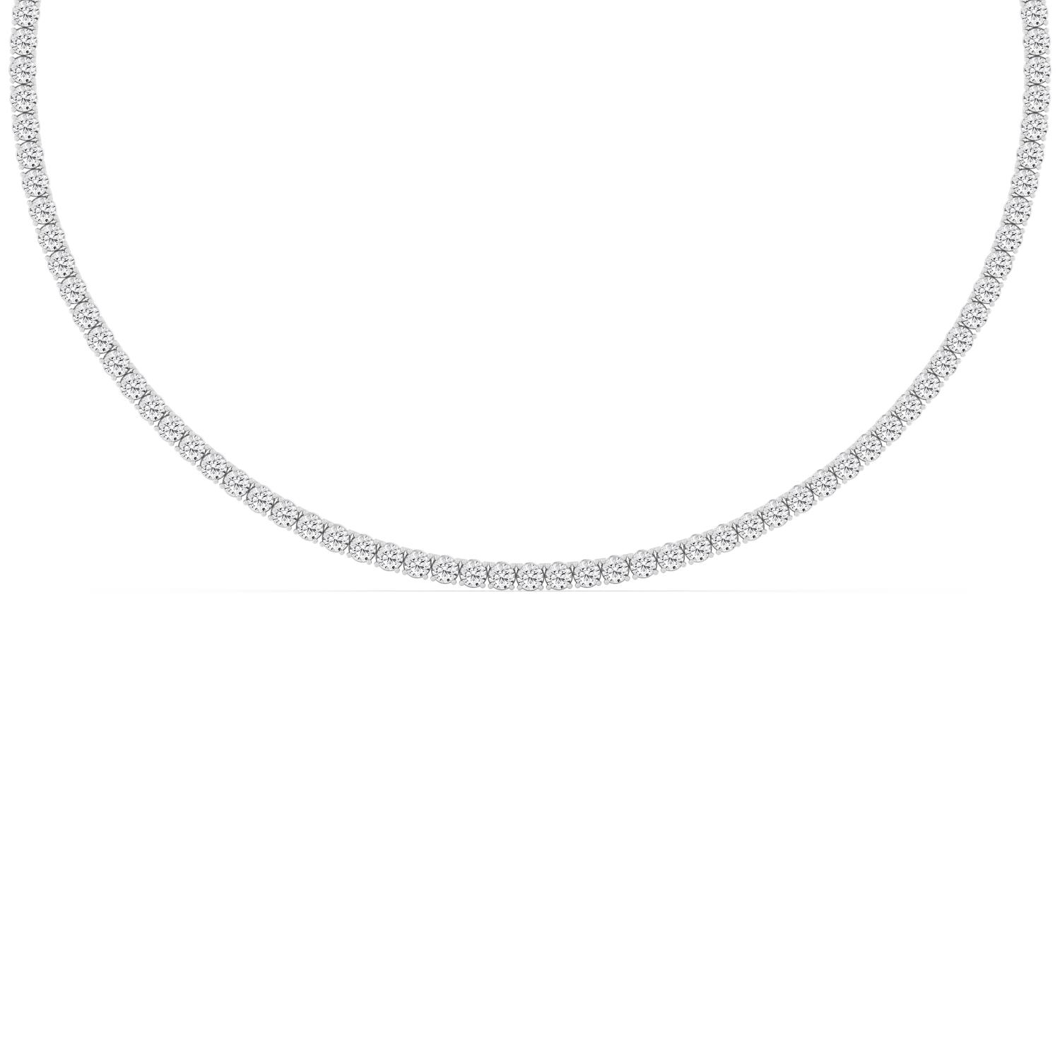 Horizon, Tennis Necklace in White Gold, round, plain background, alternate view