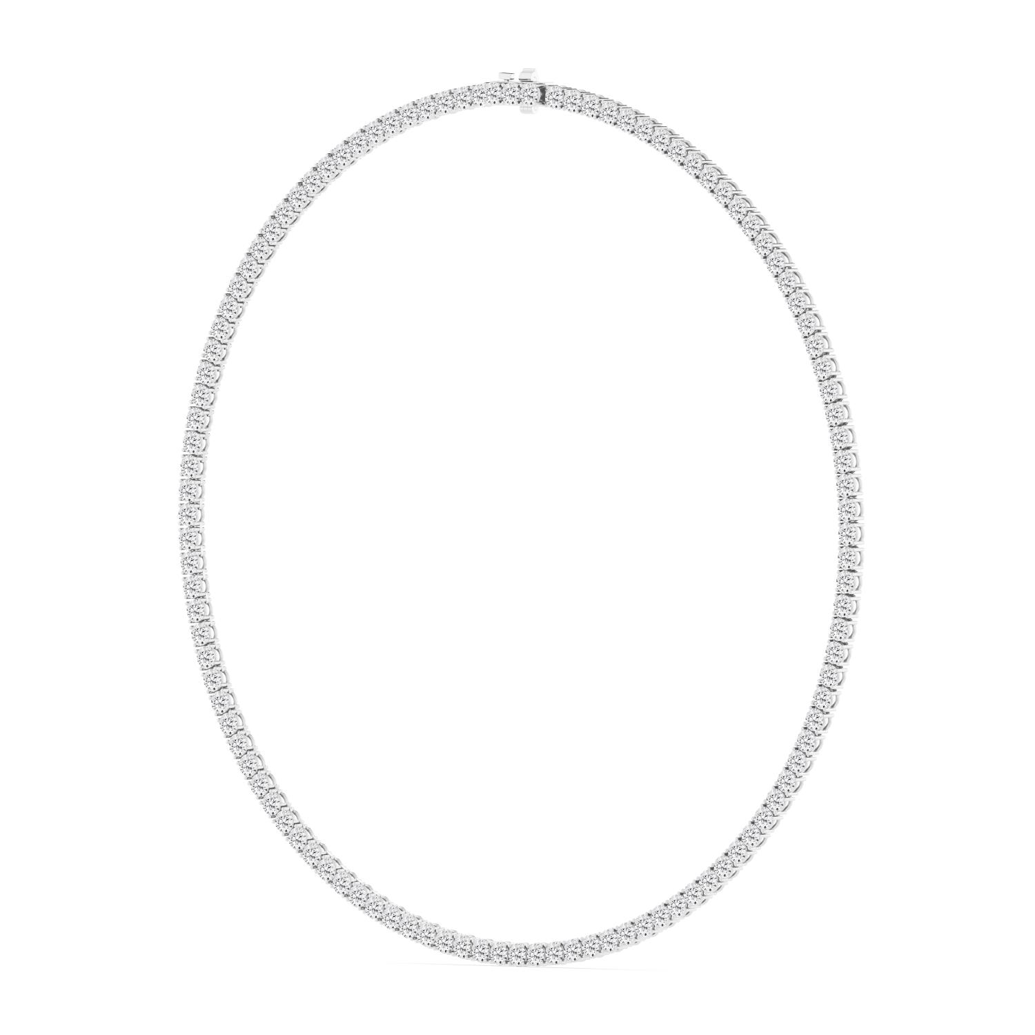 Horizon, Tennis Necklace in White Gold, round, plain background, alternate view