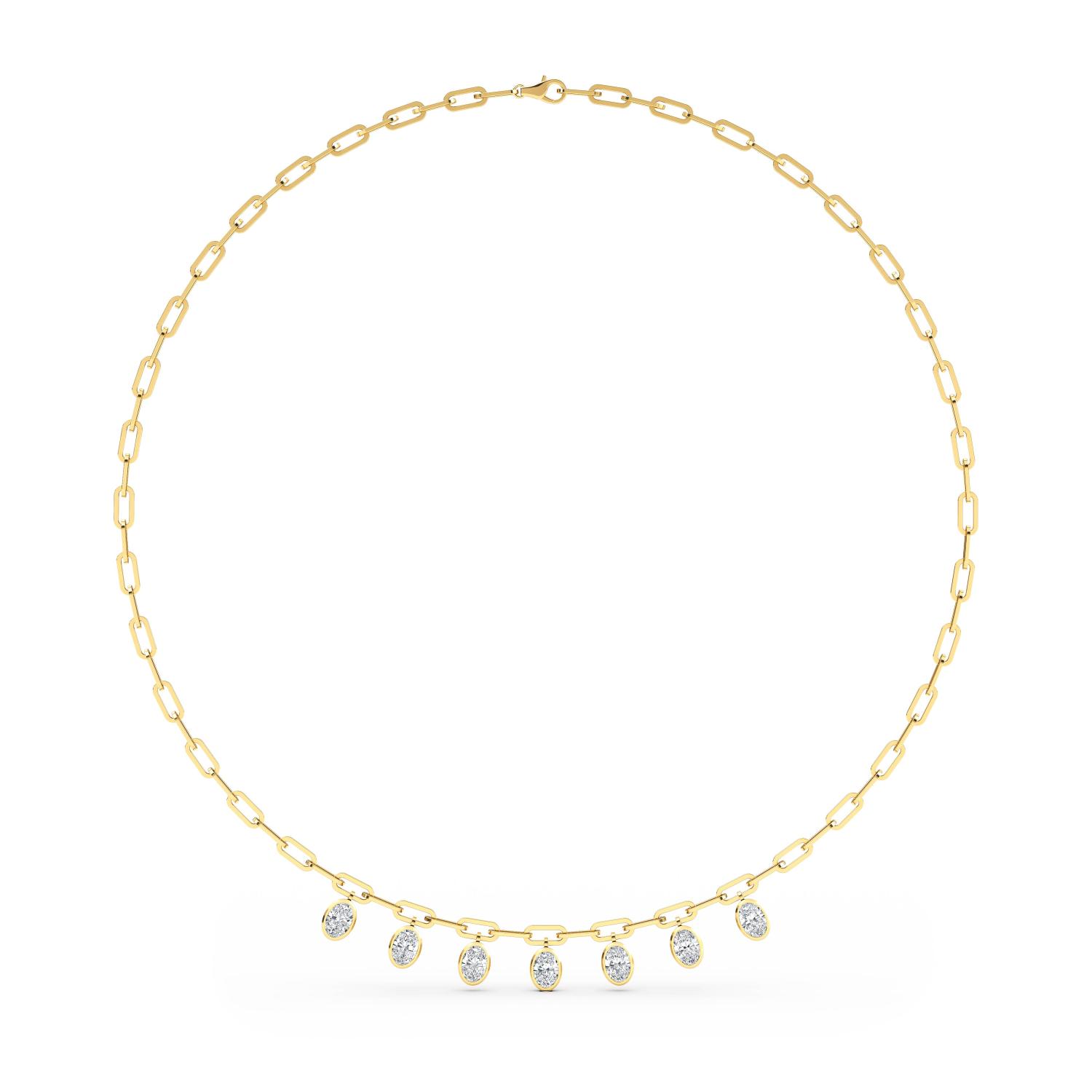 Garland, Oval Drop Paperclip Necklace in Yellow Gold, oval, plain background